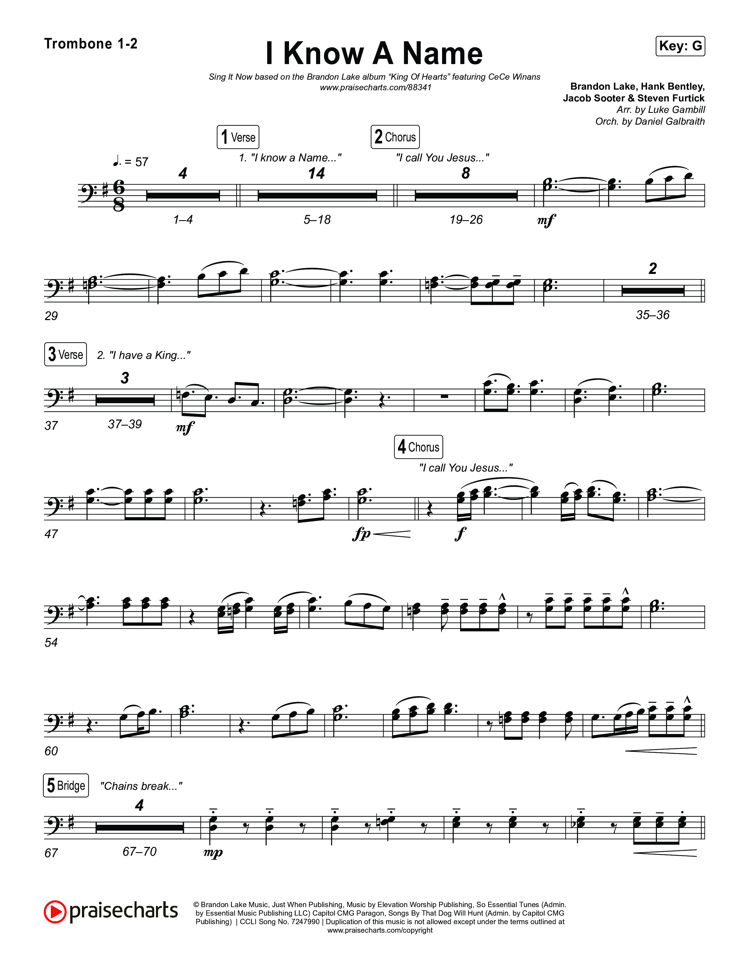 I Know A Name (Sing It Now) Trombone 1/2 (Brandon Lake / CeCe Winans)