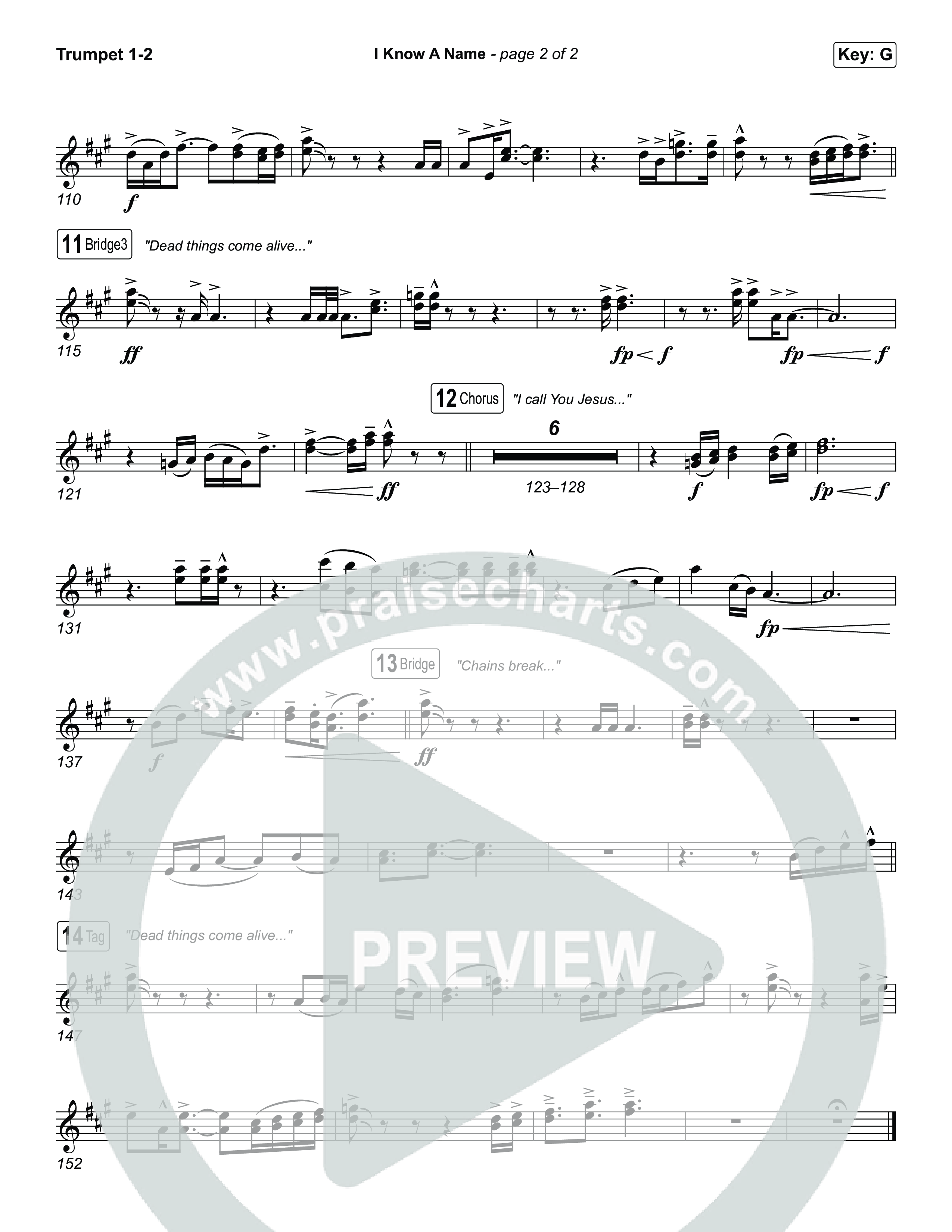 I Know A Name (Sing It Now) Trumpet 1,2 (Brandon Lake / CeCe Winans)