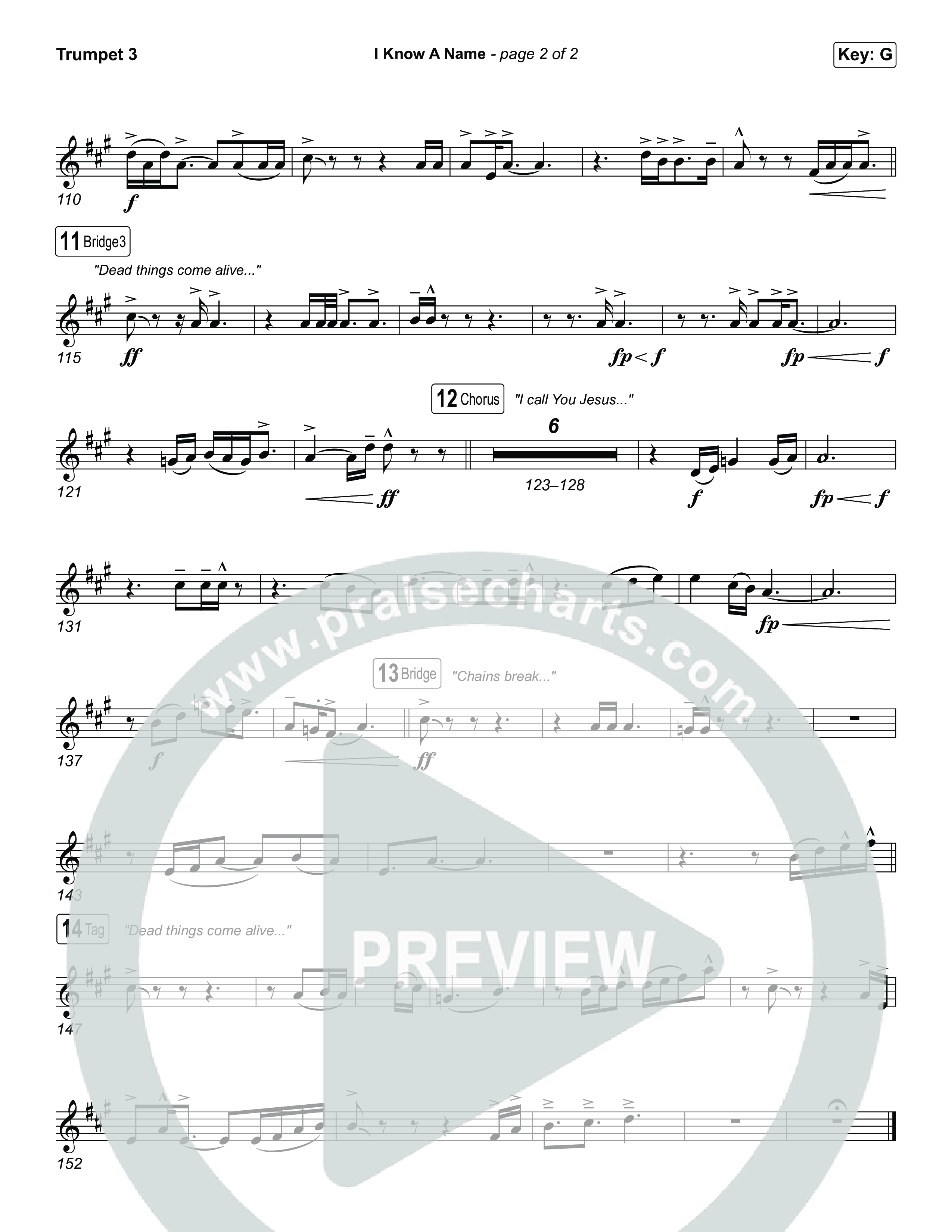 I Know A Name (Sing It Now) Trumpet 3 (Brandon Lake / CeCe Winans)