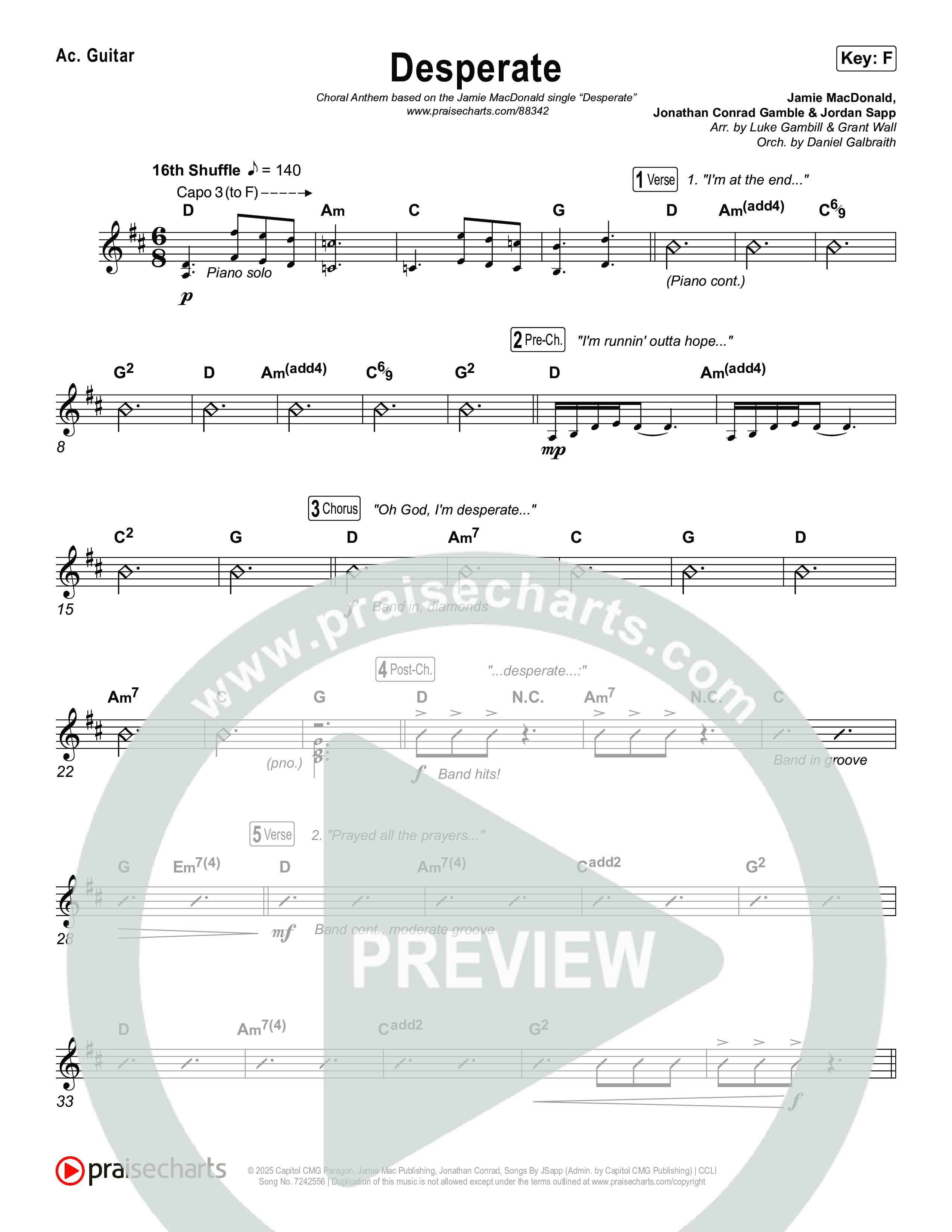 Desperate (Choral Anthem SATB) Acoustic Guitar (Jamie MacDonald / Arr. Luke Gambill)