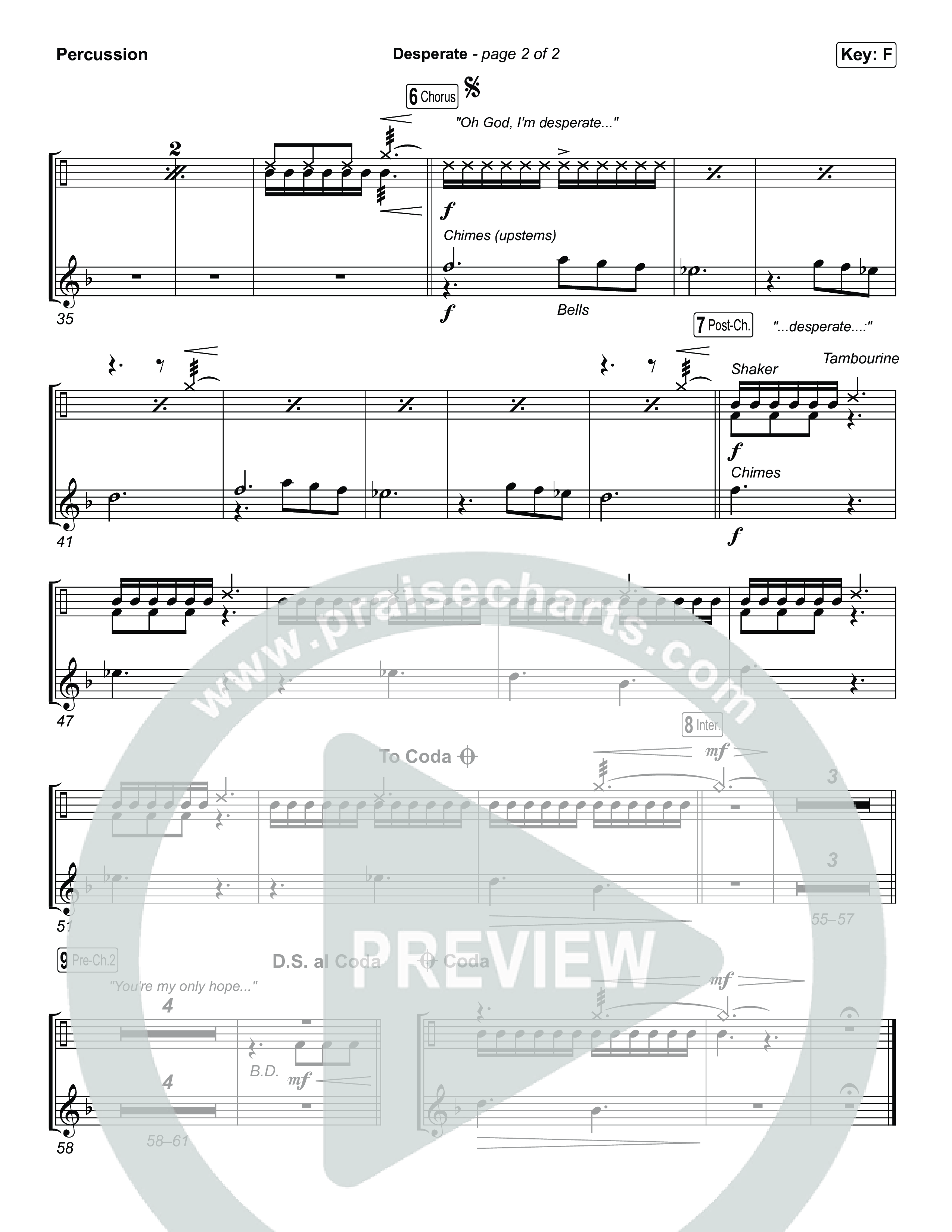 Desperate (Choral Anthem SATB) Percussion (Jamie MacDonald / Arr. Luke Gambill)