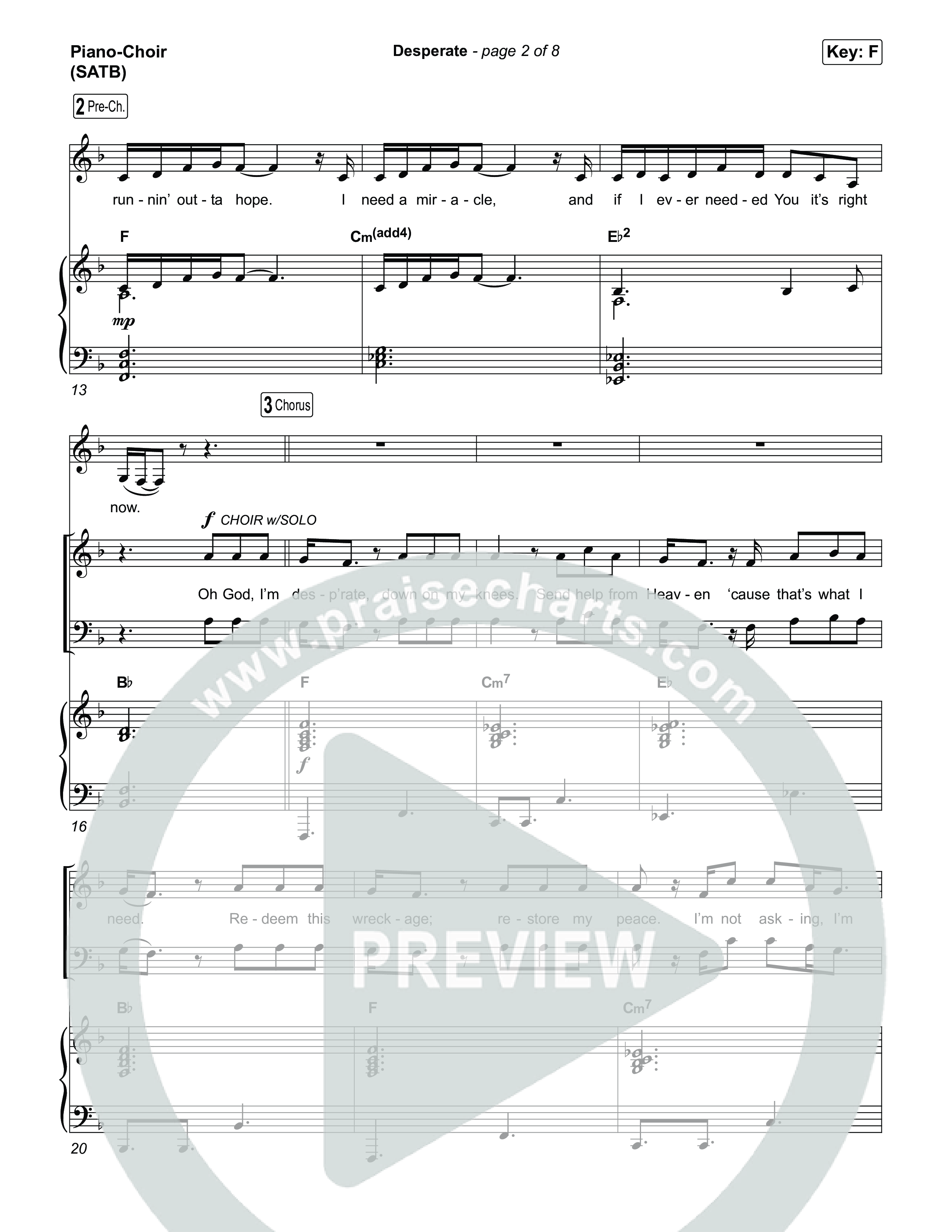Desperate (Choral Anthem SATB) Piano/Vocal (SATB) (Jamie MacDonald / Arr. Luke Gambill)