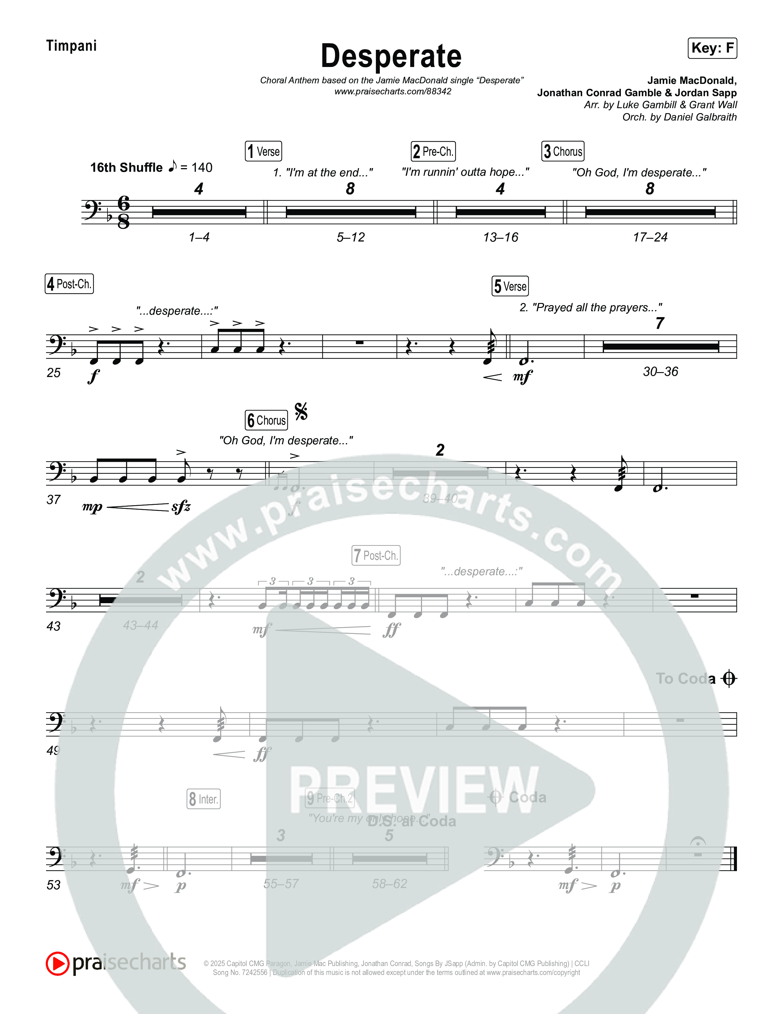 Desperate (Choral Anthem SATB) Timpani (Jamie MacDonald / Arr. Luke Gambill)