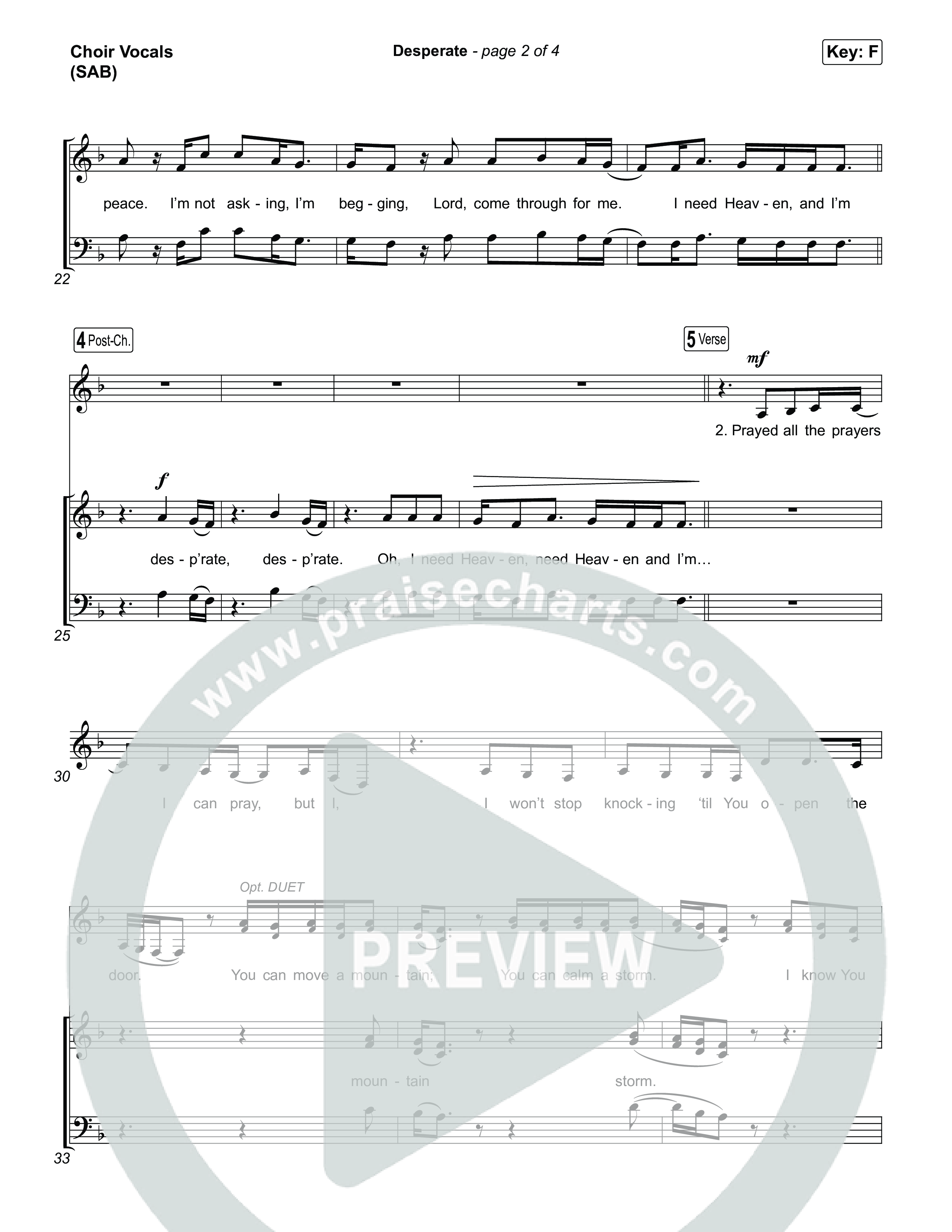 Desperate (Worship Choir/SAB) Choir Sheet (SAB) (Jamie MacDonald / Arr. Luke Gambill)