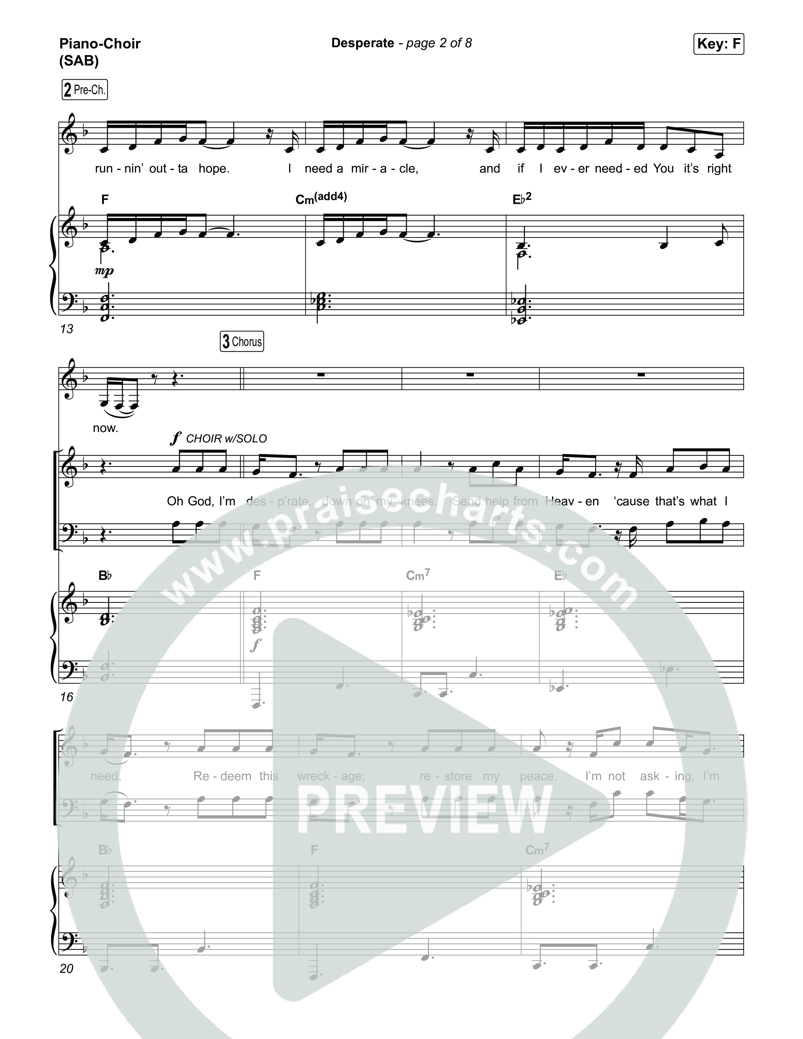 Desperate (Worship Choir/SAB) Piano/Choir (SAB) (Jamie MacDonald / Arr. Luke Gambill)