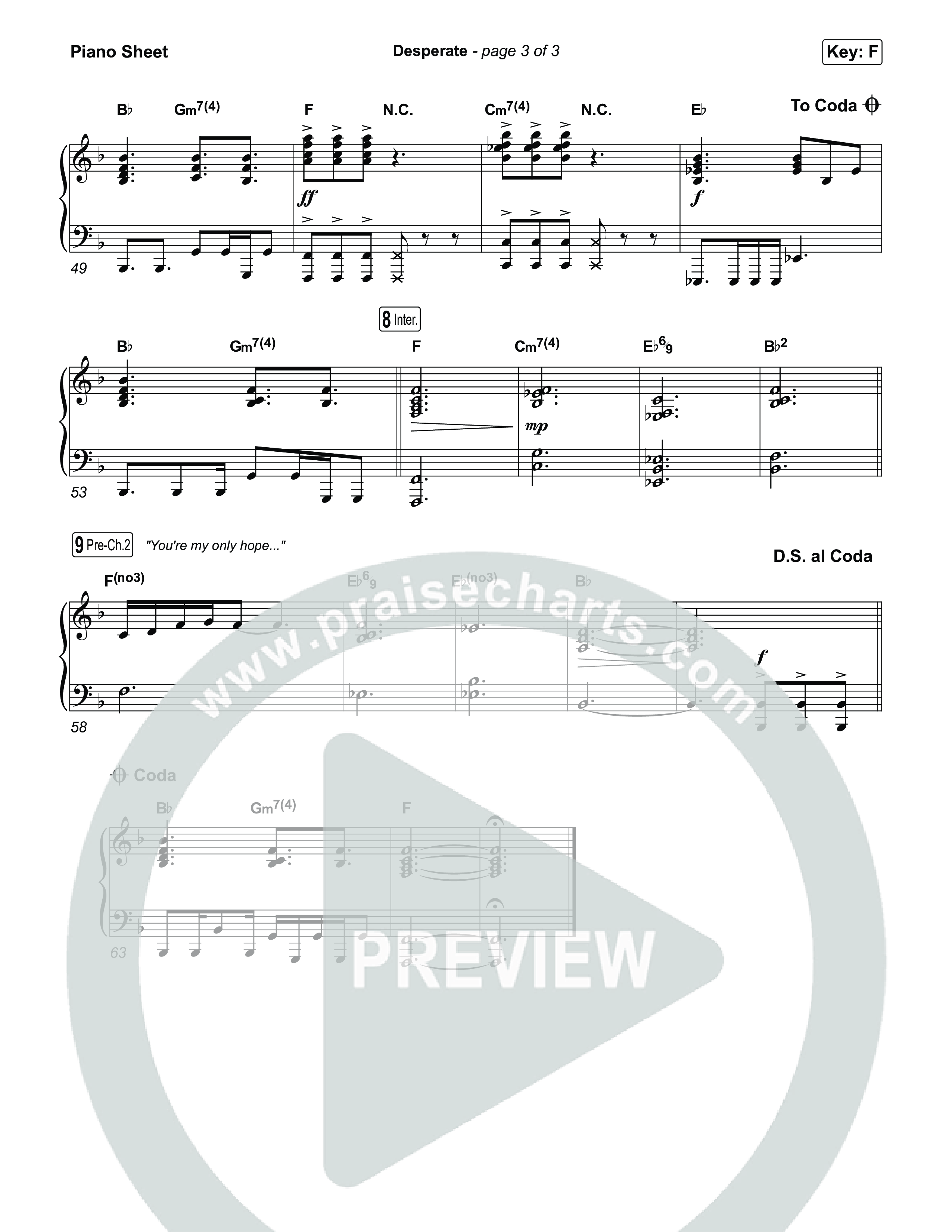 Desperate (Worship Choir/SAB) Piano Sheet (Jamie MacDonald / Arr. Luke Gambill)