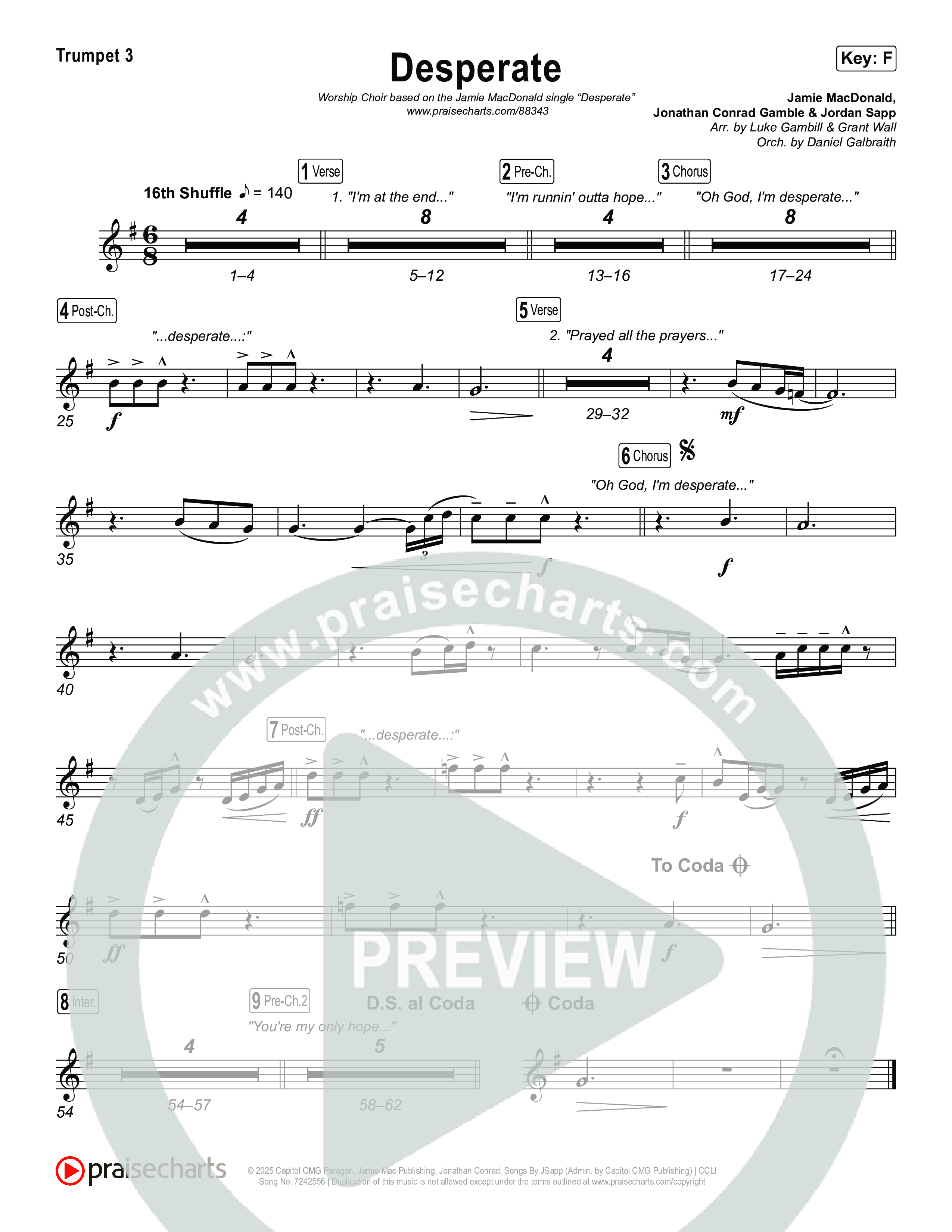 Desperate (Worship Choir/SAB) Brass Pack (Jamie MacDonald / Arr. Luke Gambill)