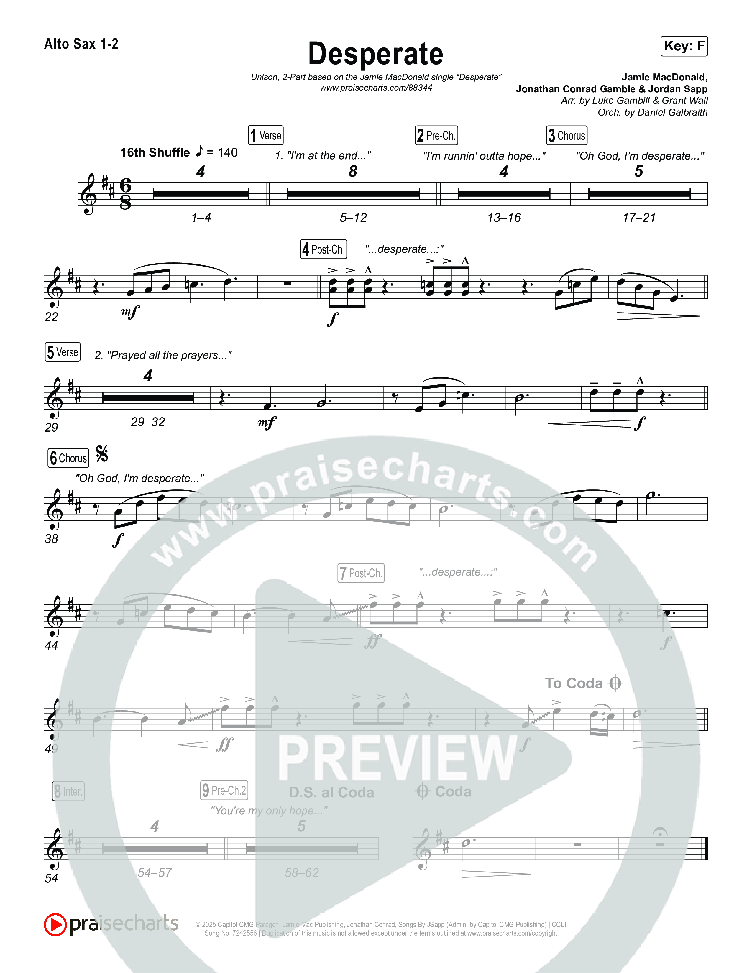 Desperate (Unison/2-Part) Sax Pack (Jamie MacDonald / Arr. Luke Gambill)