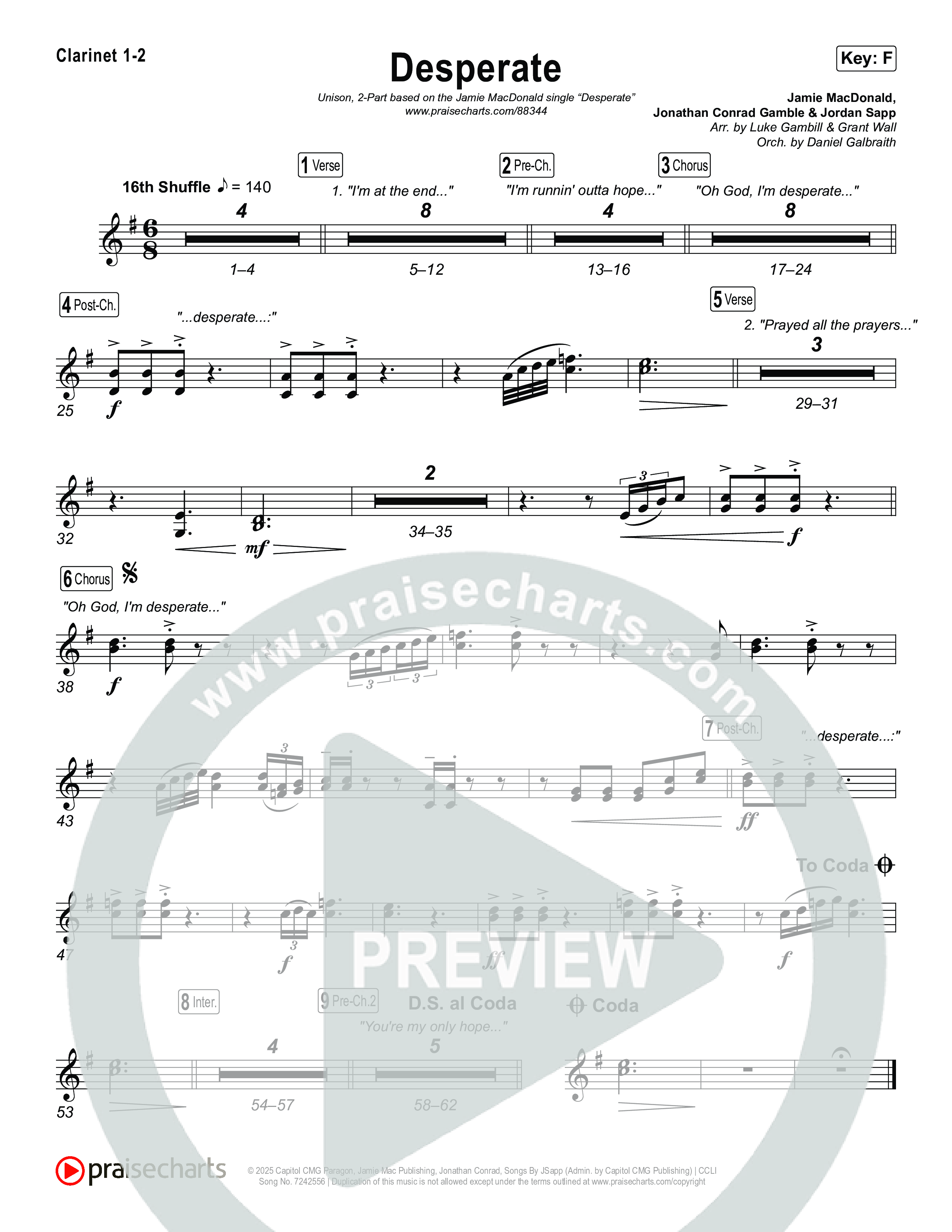 Desperate (Unison/2-Part) Wind Pack (Jamie MacDonald / Arr. Luke Gambill)