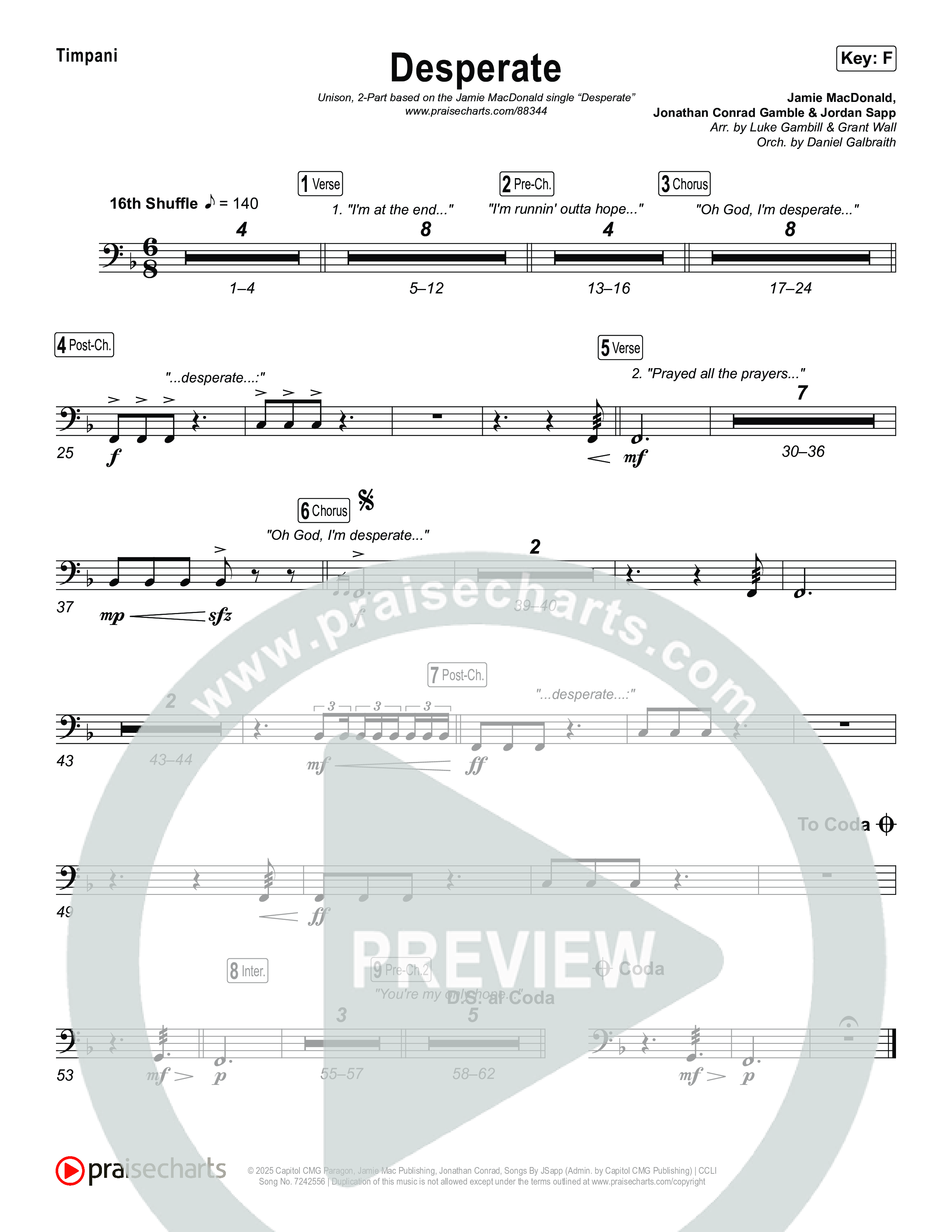 Desperate (Unison/2-Part) Timpani (Jamie MacDonald / Arr. Luke Gambill)