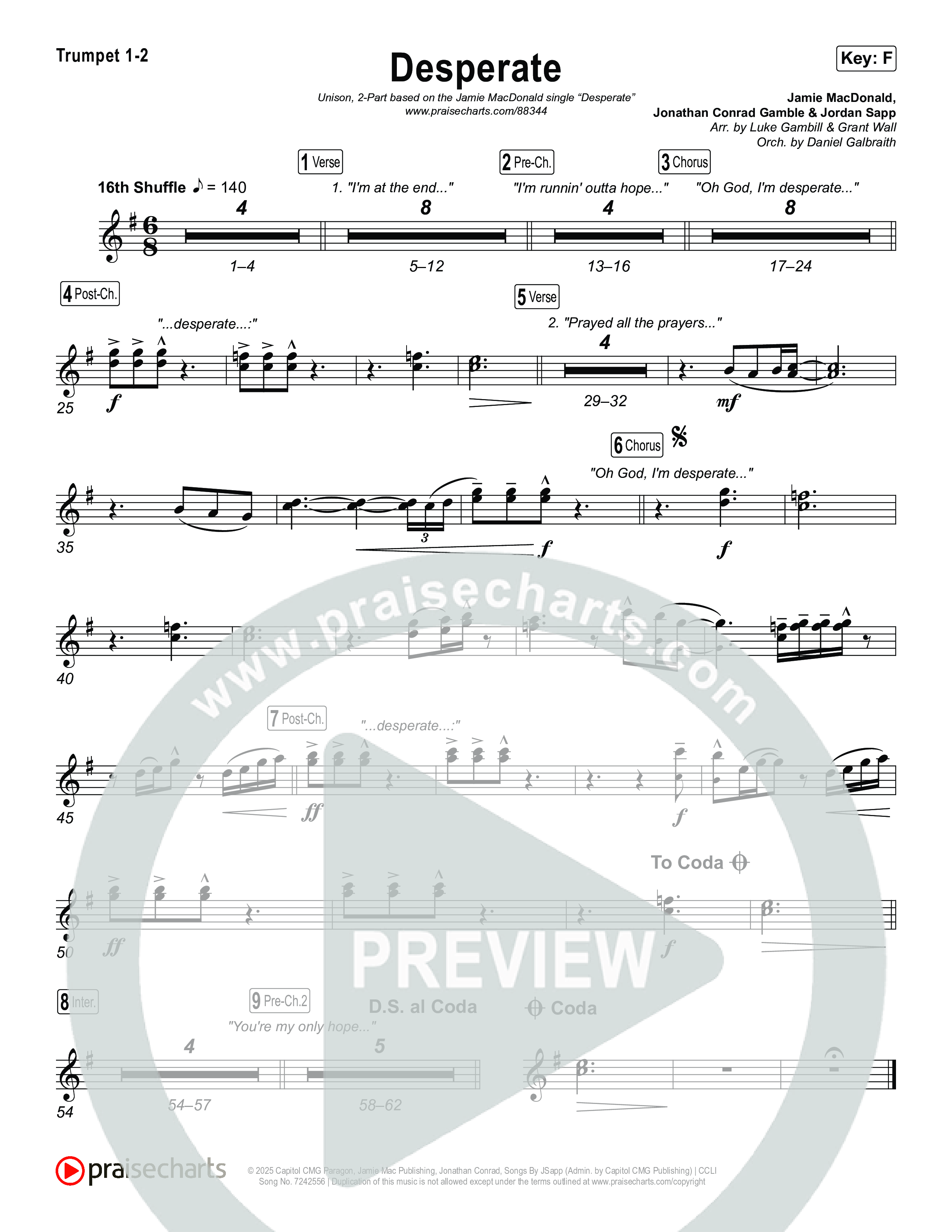 Desperate (Unison/2-Part) Brass Pack (Jamie MacDonald / Arr. Luke Gambill)