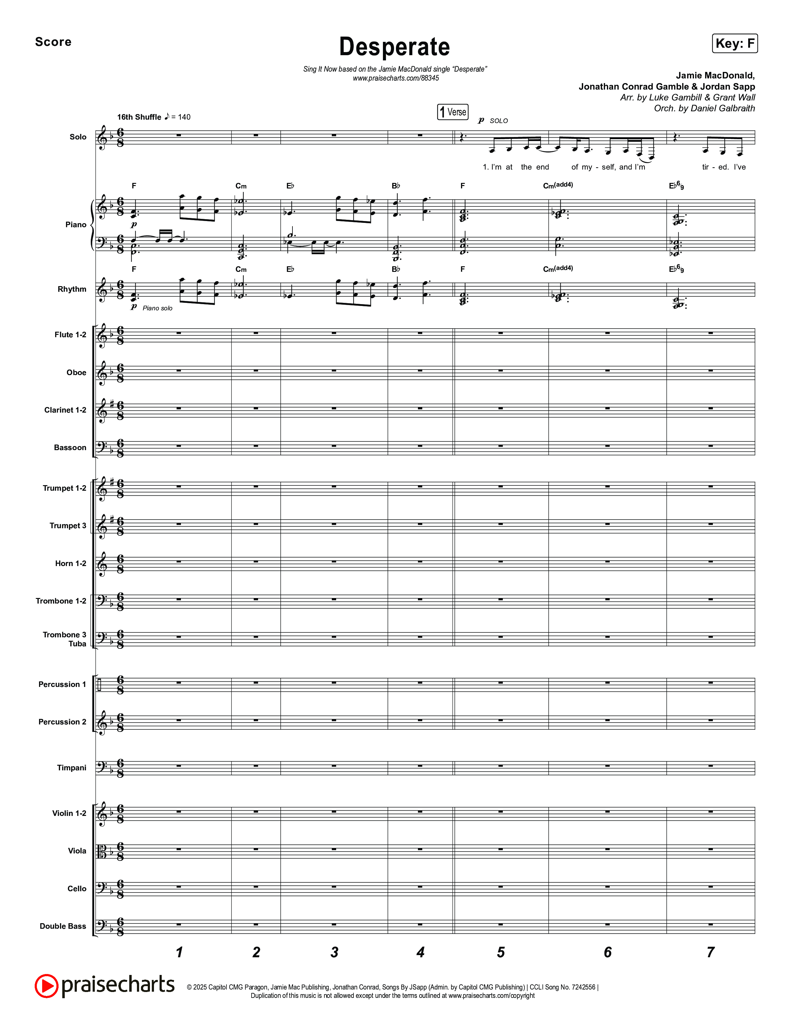 Desperate (Sing It Now) Orchestration (Jamie MacDonald / Arr. Luke Gambill)