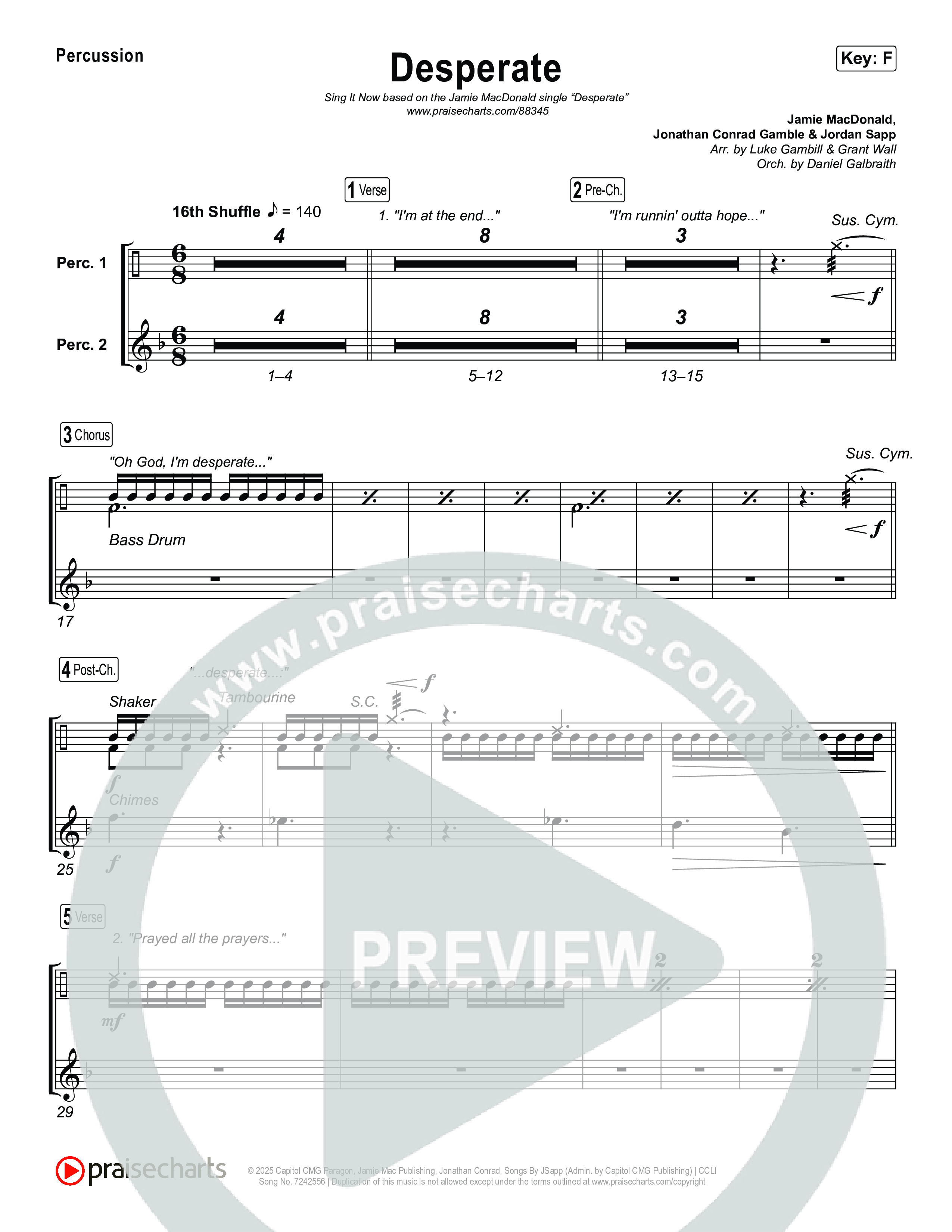Desperate (Sing It Now) Percussion (Jamie MacDonald / Arr. Luke Gambill)