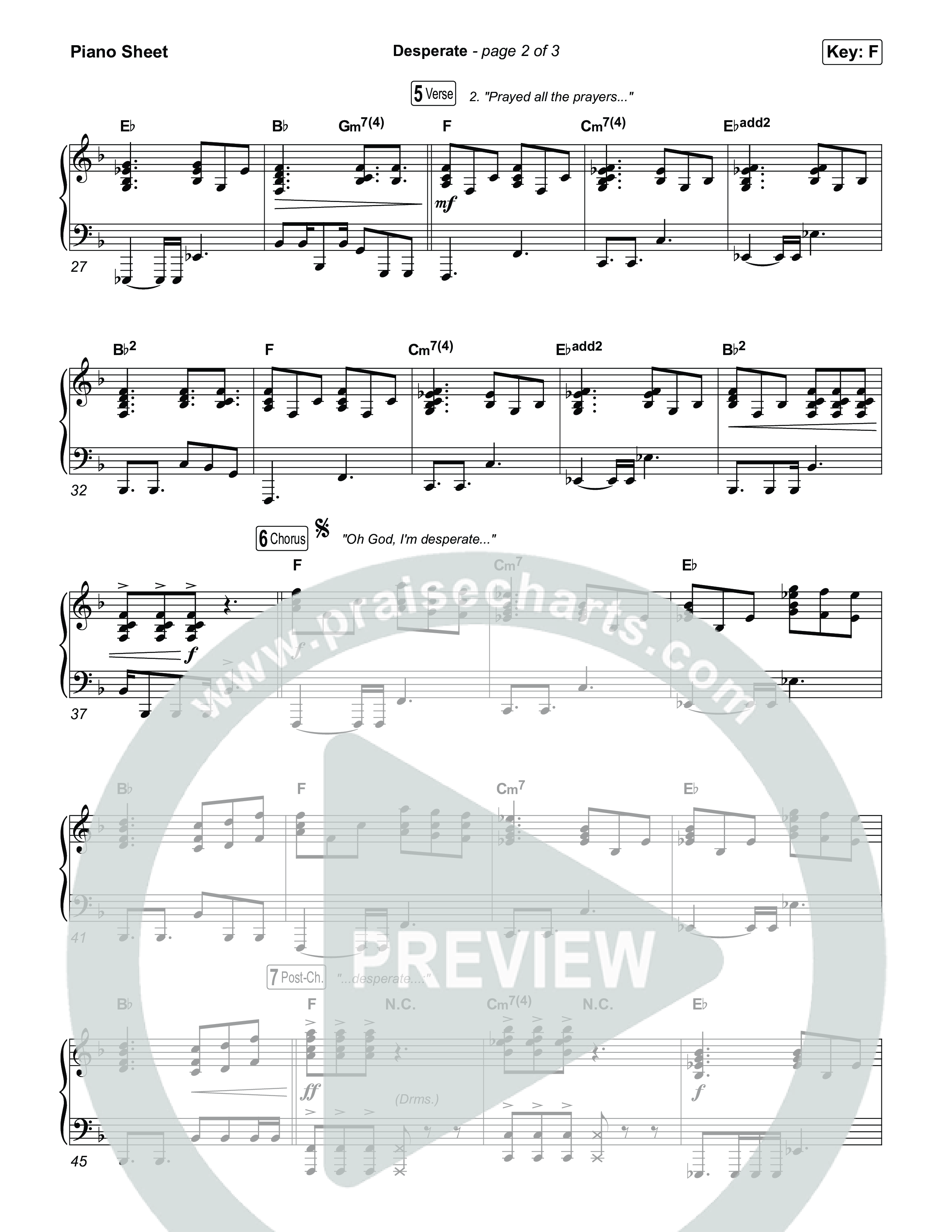 Desperate (Sing It Now) Piano Sheet (Jamie MacDonald / Arr. Luke Gambill)