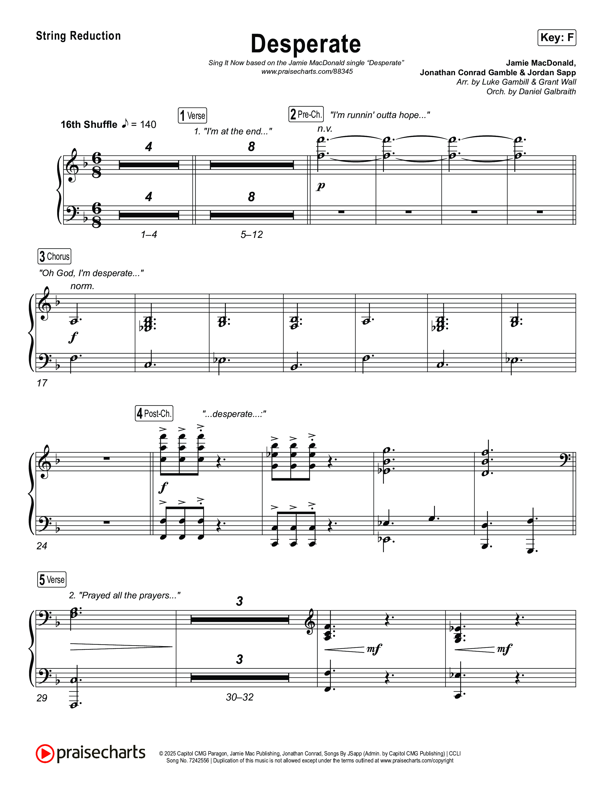 Desperate (Sing It Now) String Reduction (Jamie MacDonald / Arr. Luke Gambill)