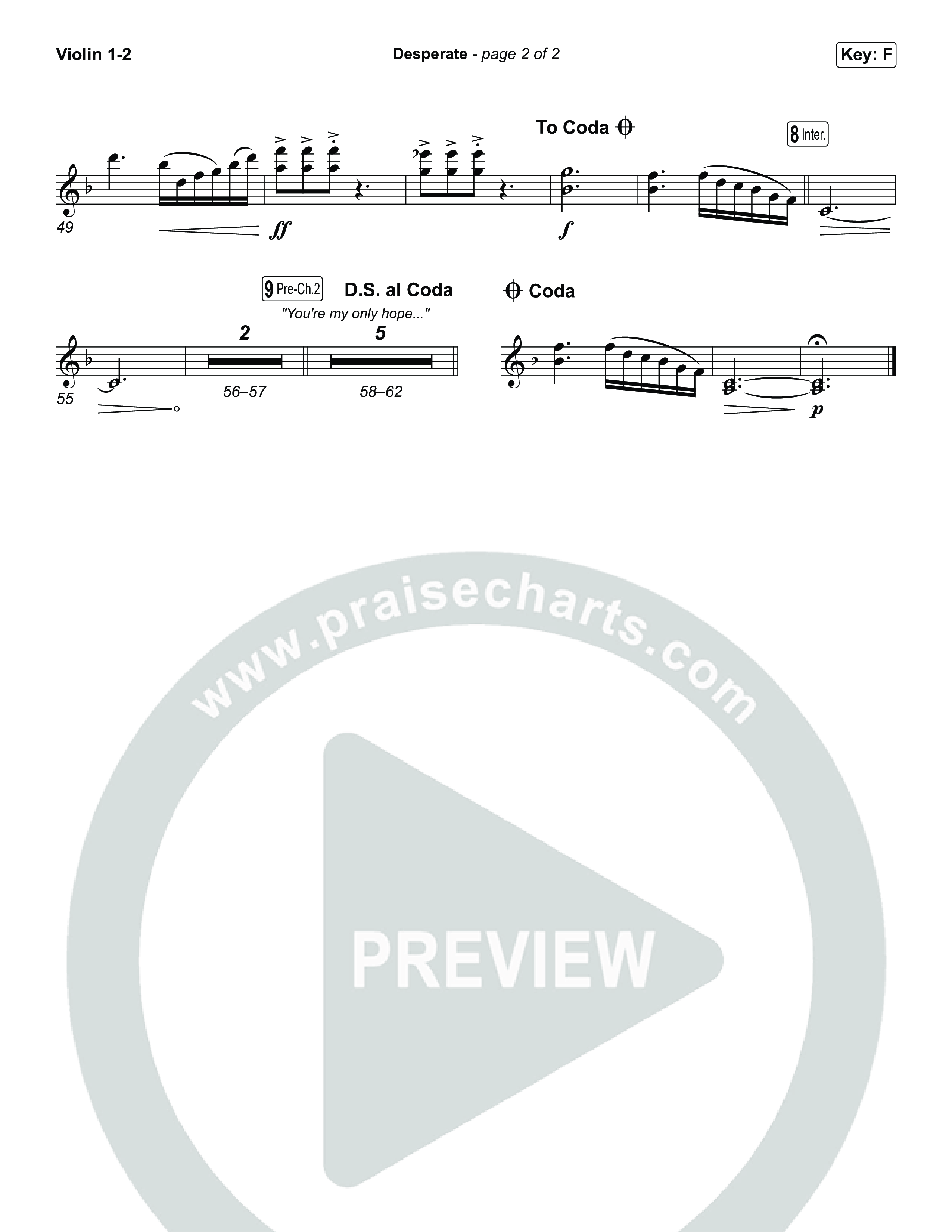 Desperate (Sing It Now) Violin 1/2 (Jamie MacDonald / Arr. Luke Gambill)