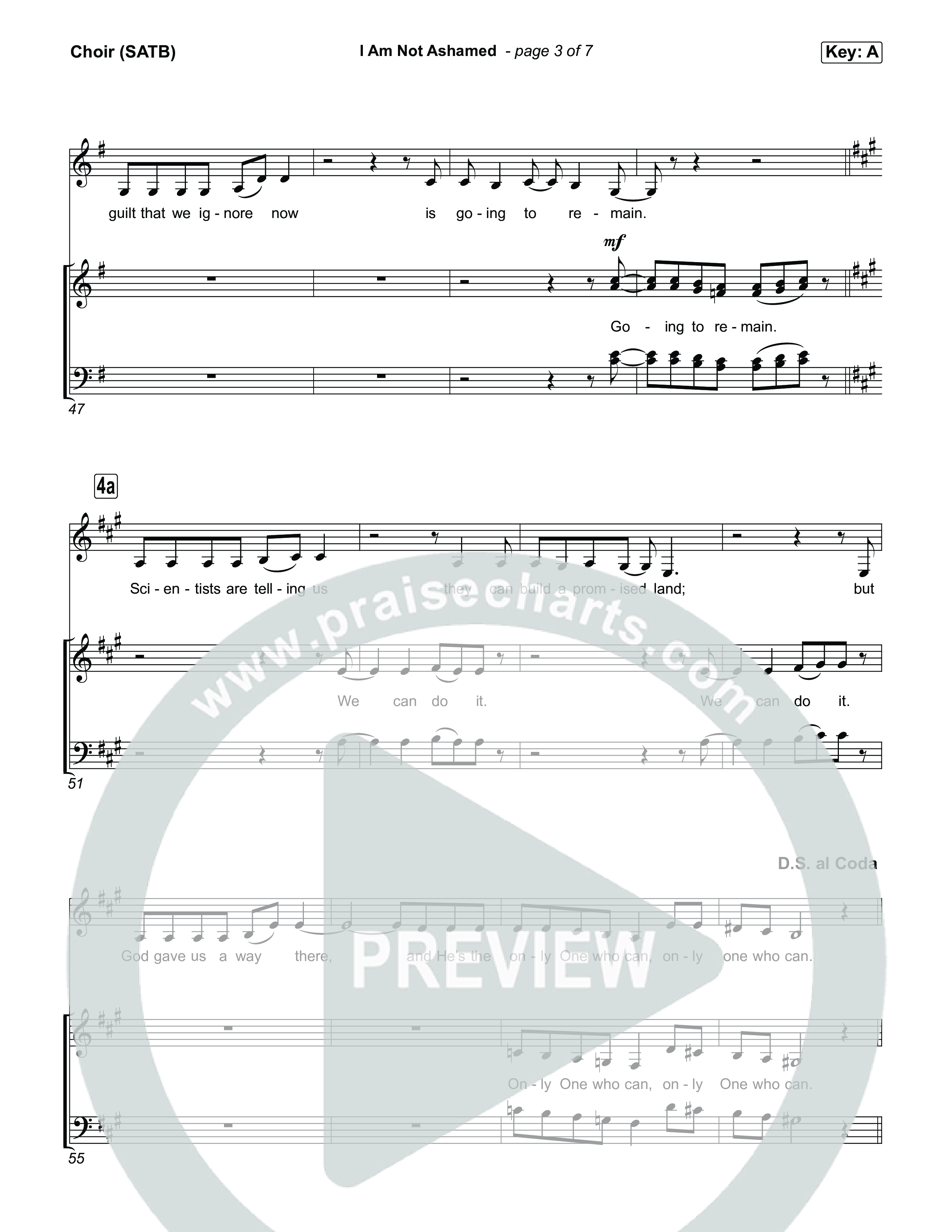 I Am Not Ashamed Choir Sheet (SATB) (Glad)