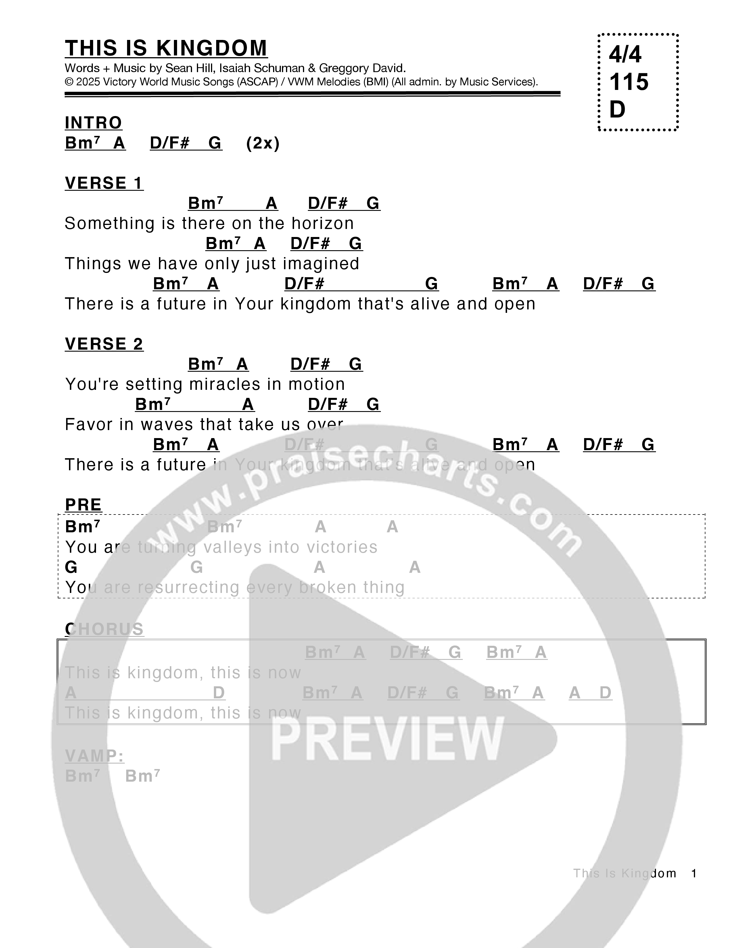 This Is Kingdom Chord Chart (Victory House Worship)