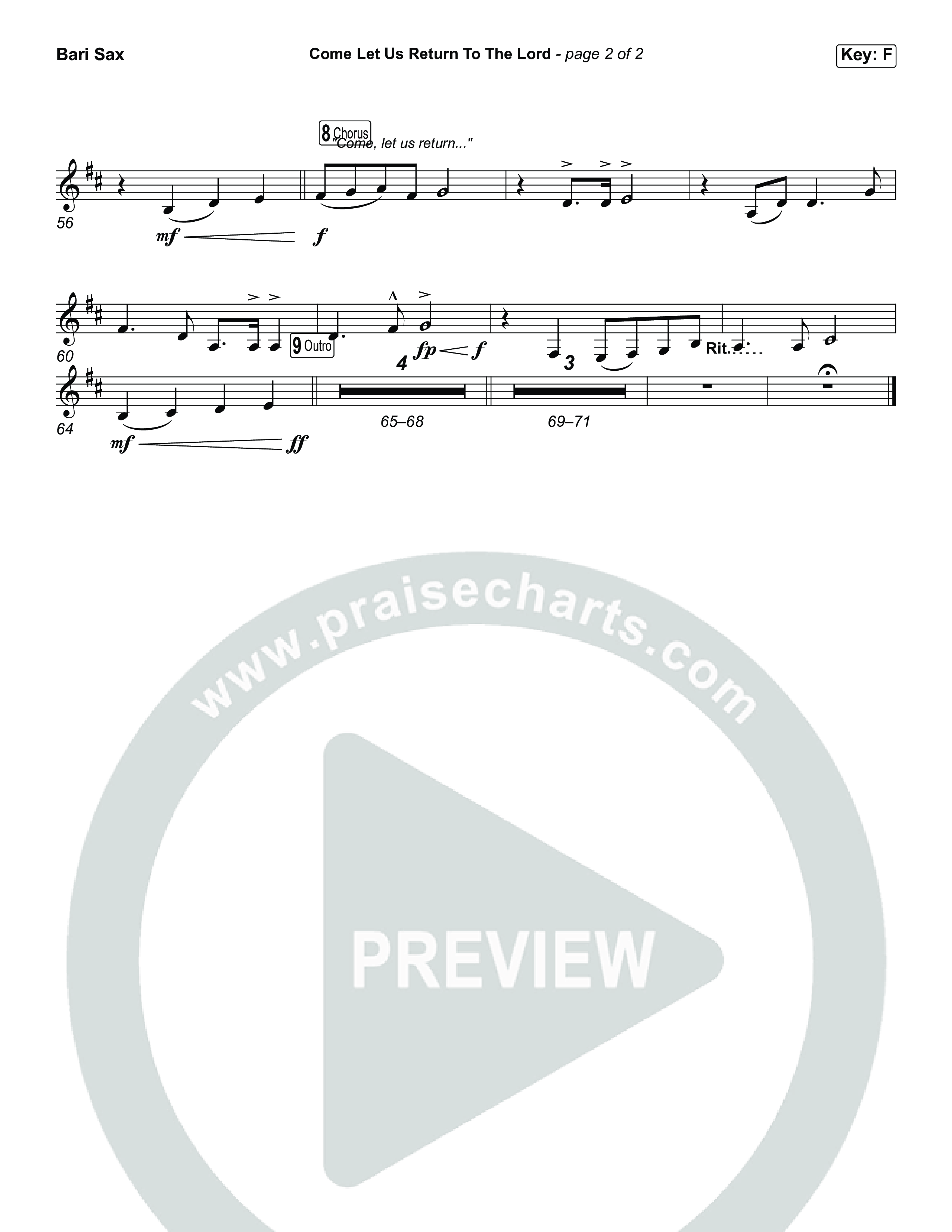 Come Let Us Return To The Lord (Choral Anthem SATB) Bari Sax (Matt Papa / Matt Boswell / Cochren & Co / Arr. Luke Gambill)