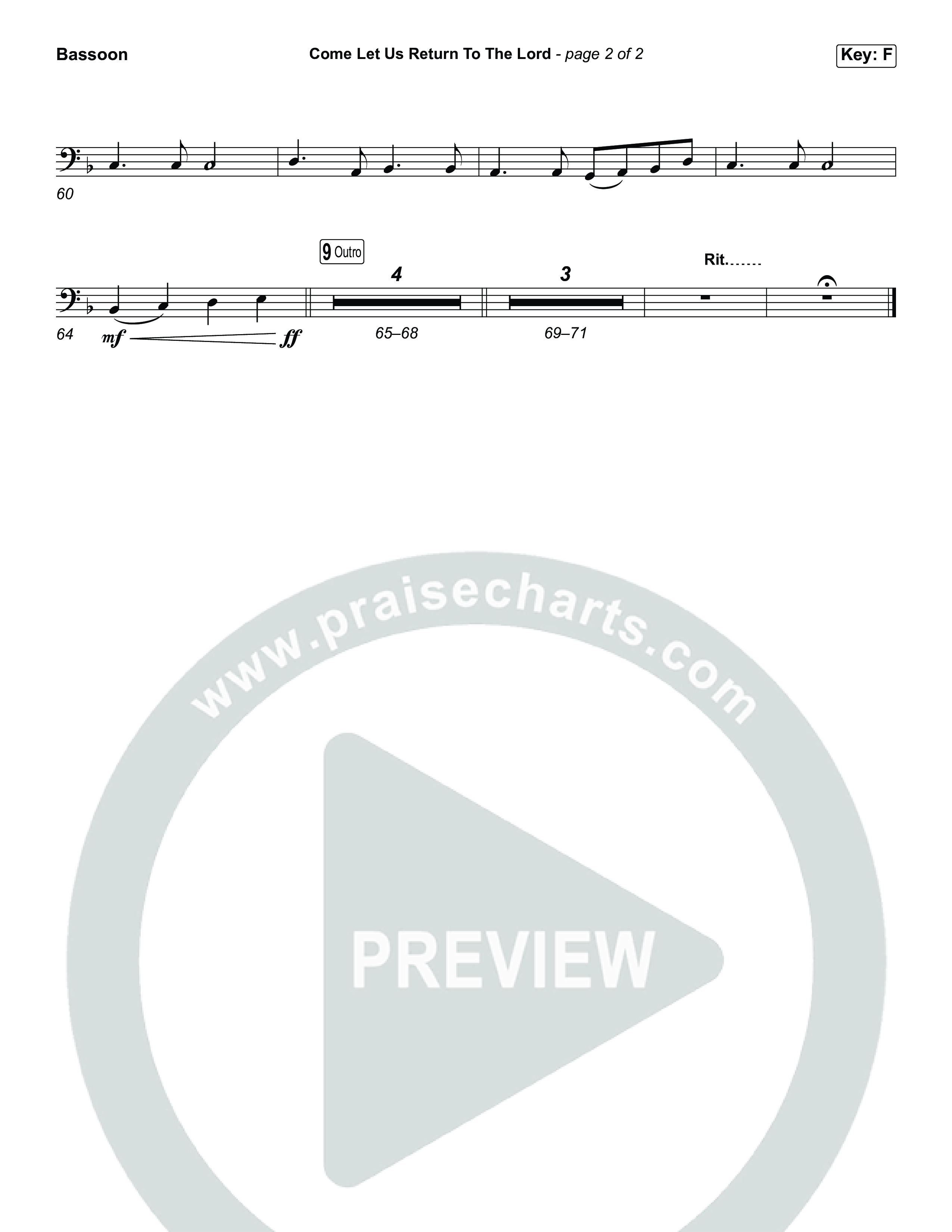 Come Let Us Return To The Lord (Choral Anthem SATB) Bassoon (Matt Papa / Matt Boswell / Cochren & Co / Arr. Luke Gambill)