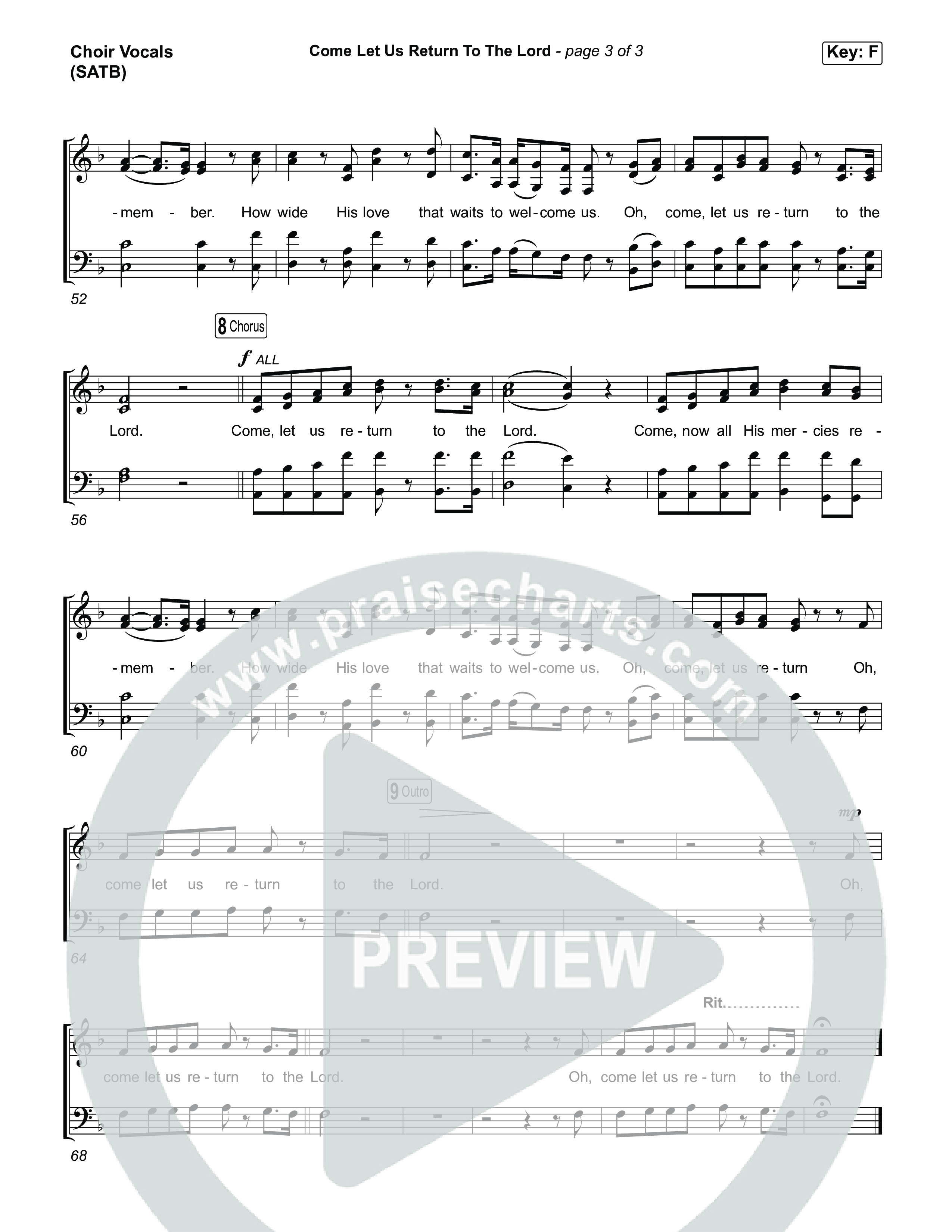 Come Let Us Return To The Lord (Choral Anthem SATB) Choir Sheet (SATB) (Matt Papa / Matt Boswell / Cochren & Co / Arr. Luke Gambill)