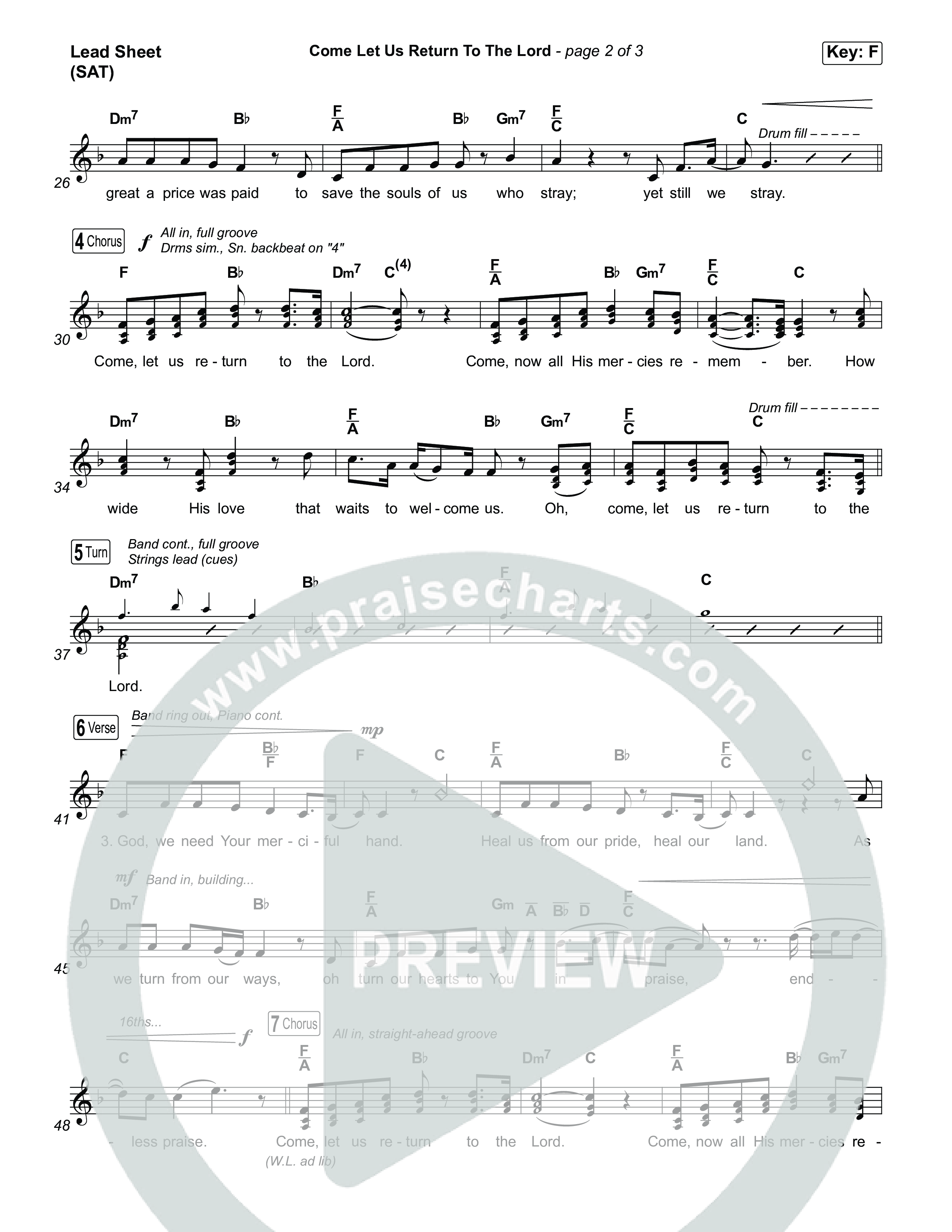Come Let Us Return To The Lord (Choral Anthem SATB) Lead Sheet (SAT) (Matt Papa / Matt Boswell / Cochren & Co / Arr. Luke Gambill)