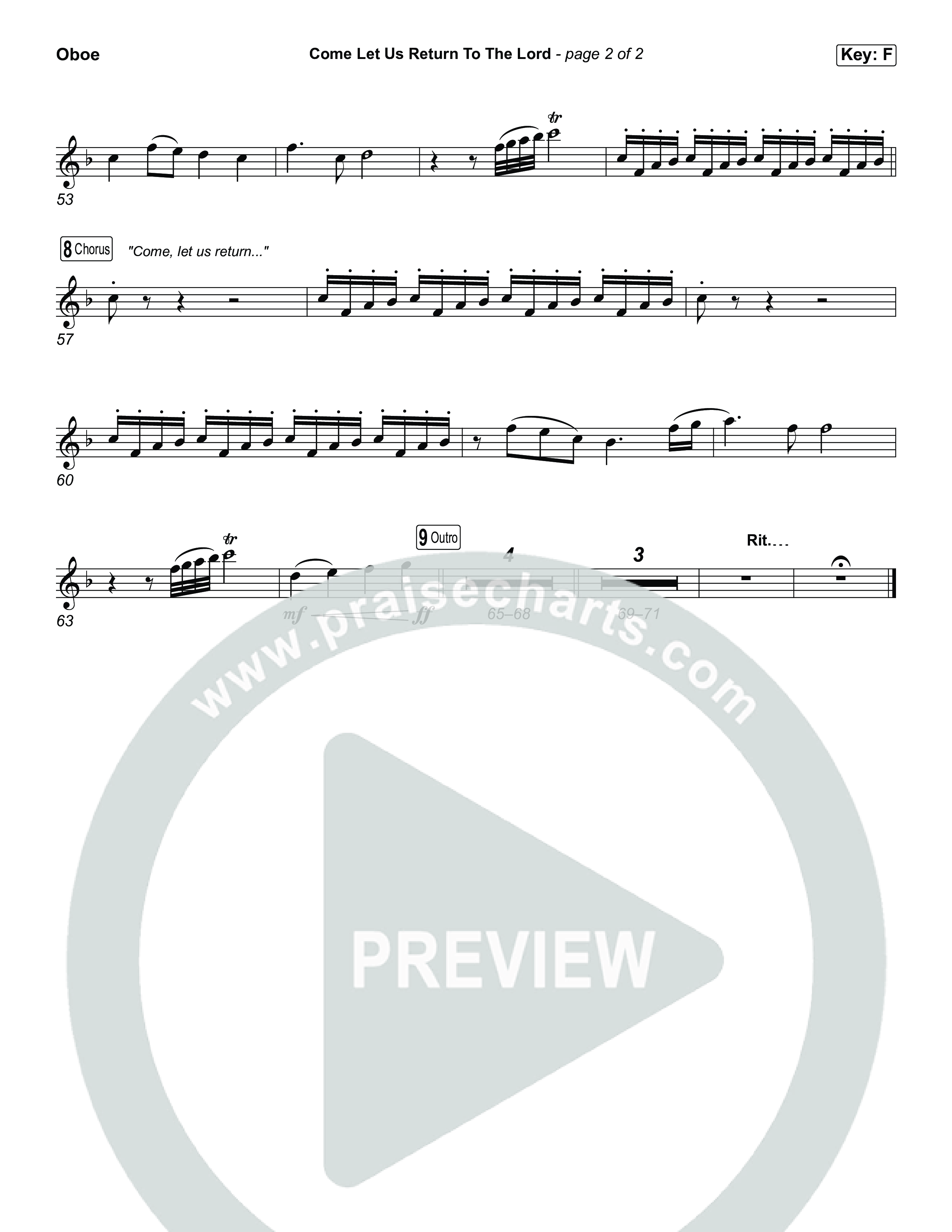 Come Let Us Return To The Lord (Worship Choir/SAB) Oboe (Matt Papa / Matt Boswell / Cochren & Co)