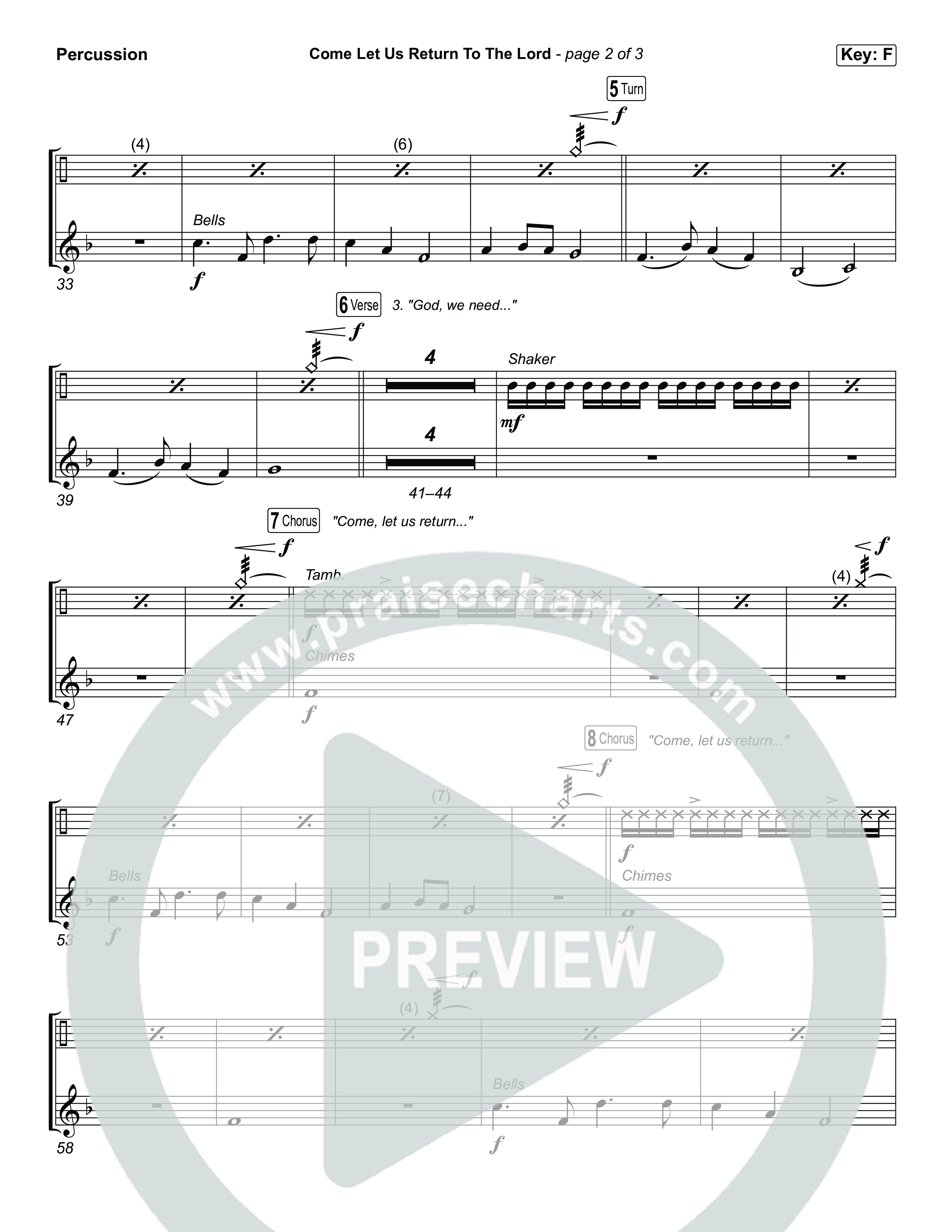 Come Let Us Return To The Lord (Worship Choir/SAB) Percussion (Matt Papa / Matt Boswell / Cochren & Co)