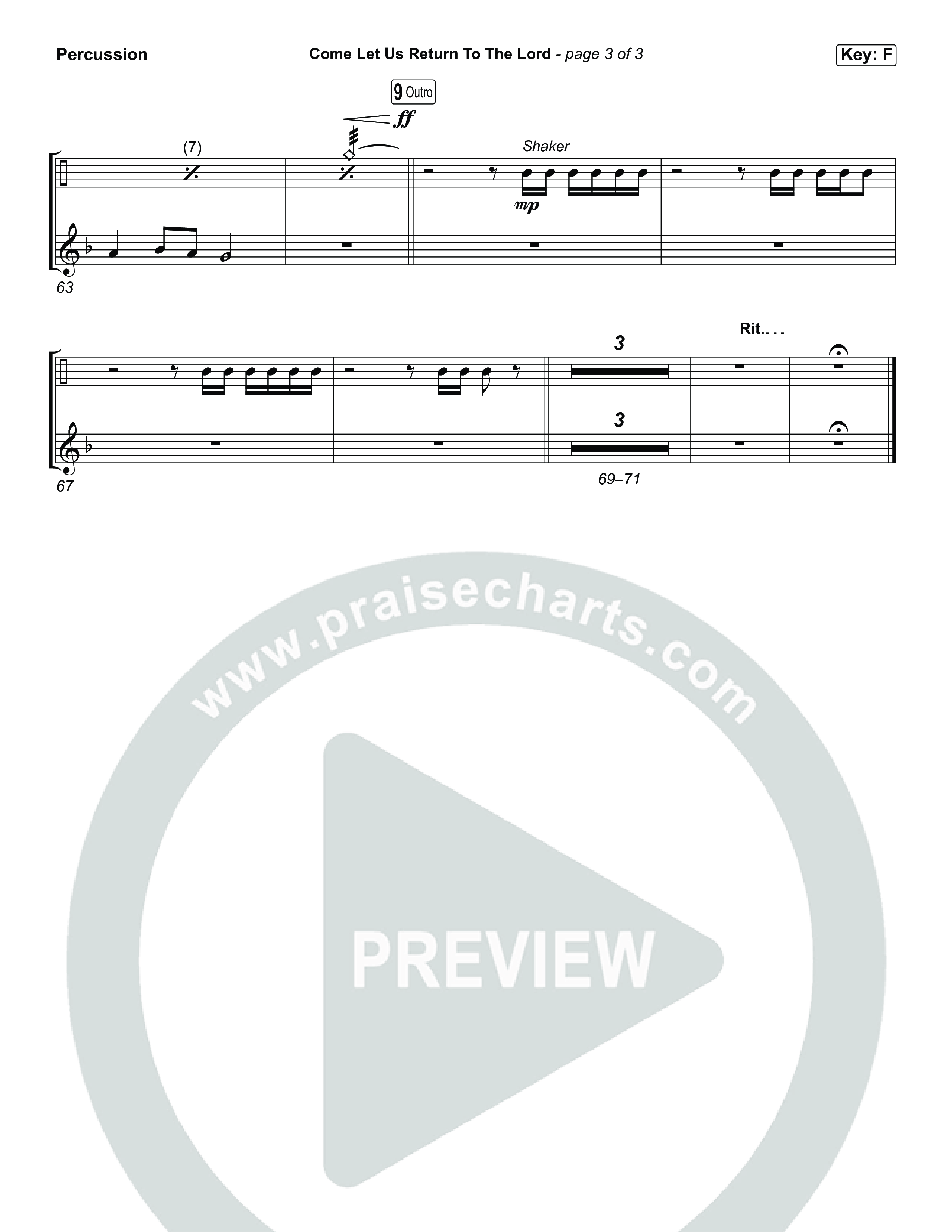 Come Let Us Return To The Lord (Worship Choir/SAB) Percussion (Matt Papa / Matt Boswell / Cochren & Co)