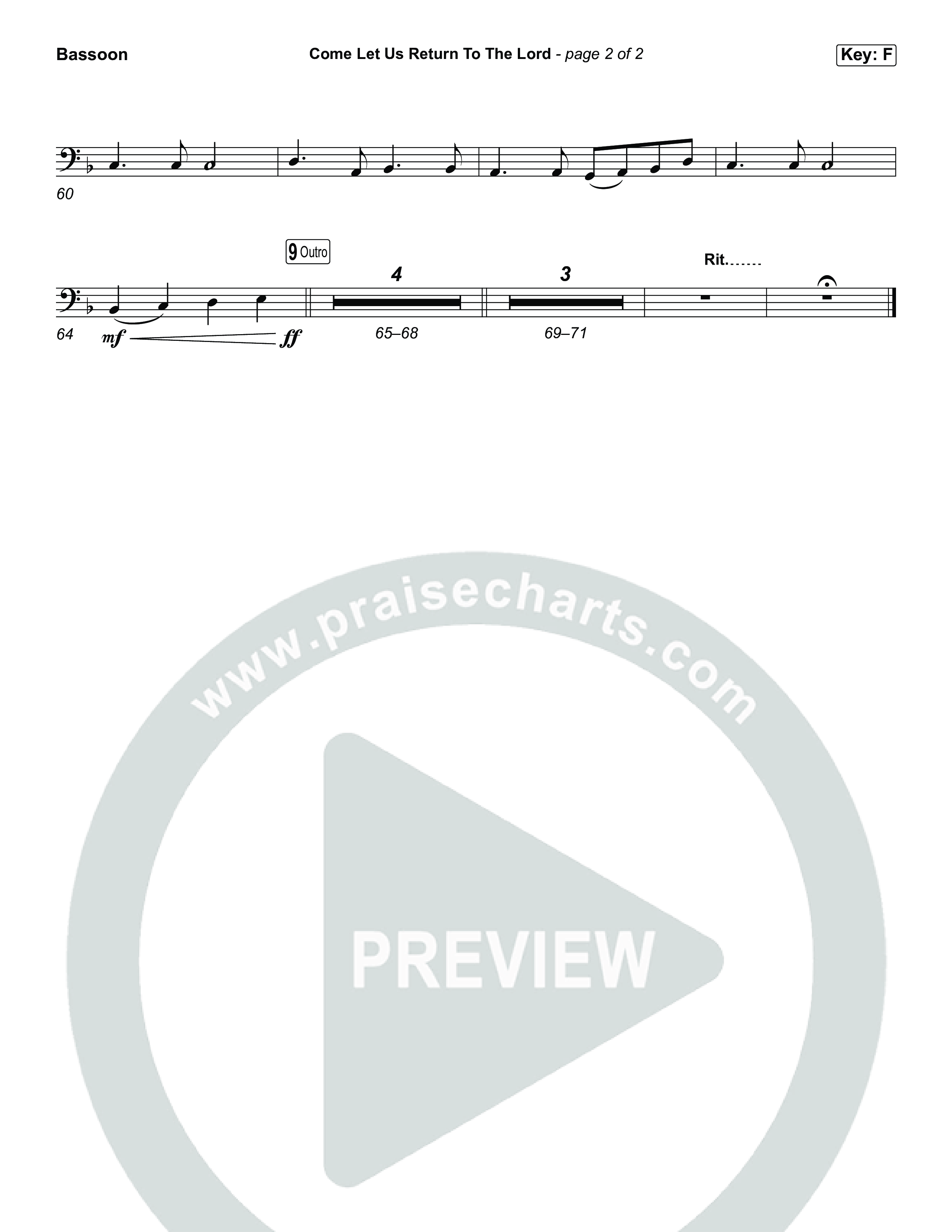 Come Let Us Return To The Lord (Unison/2-Part) Bassoon (Matt Papa / Matt Boswell / Cochren & Co)