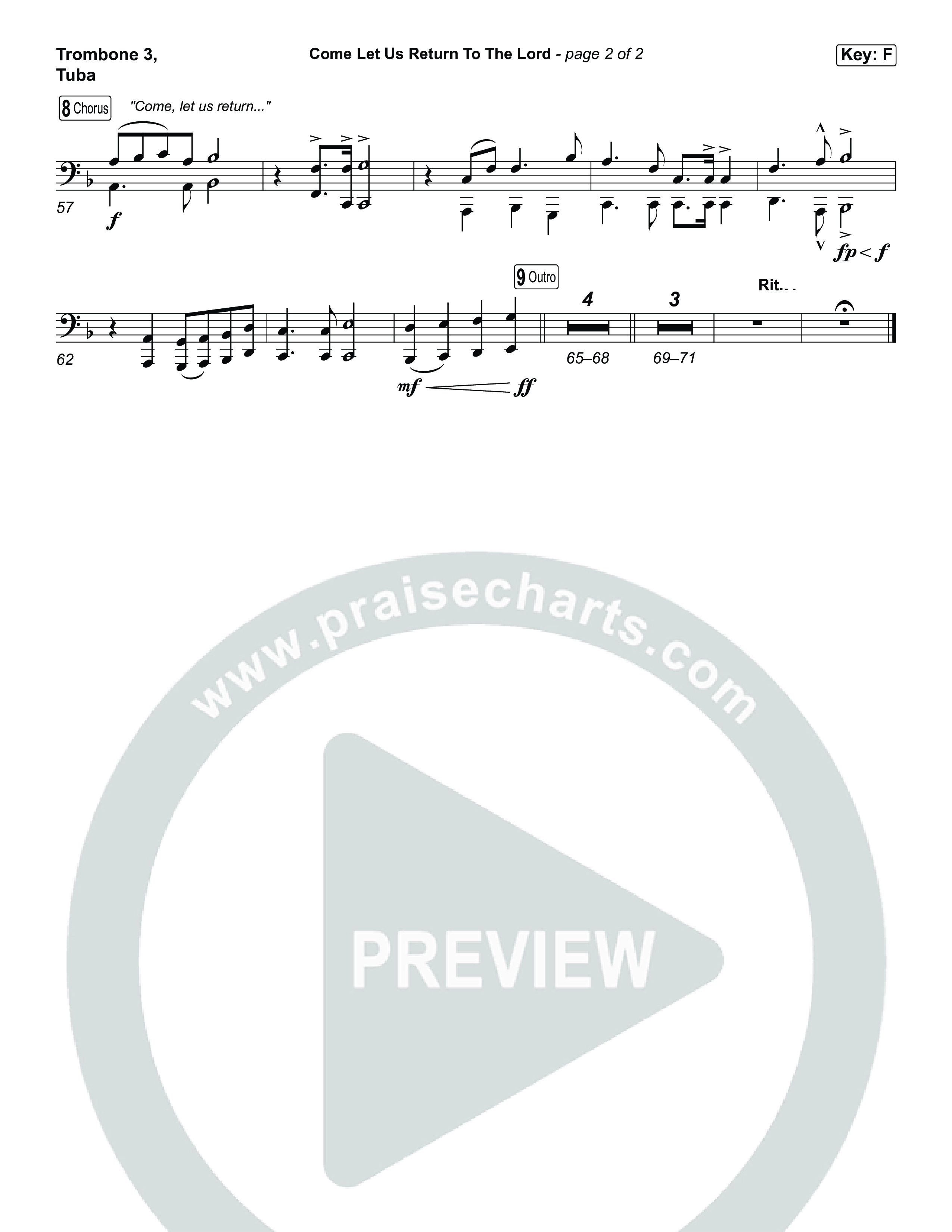 Come Let Us Return To The Lord (Unison/2-Part) Trombone 3/Tuba (Matt Papa / Matt Boswell / Cochren & Co)