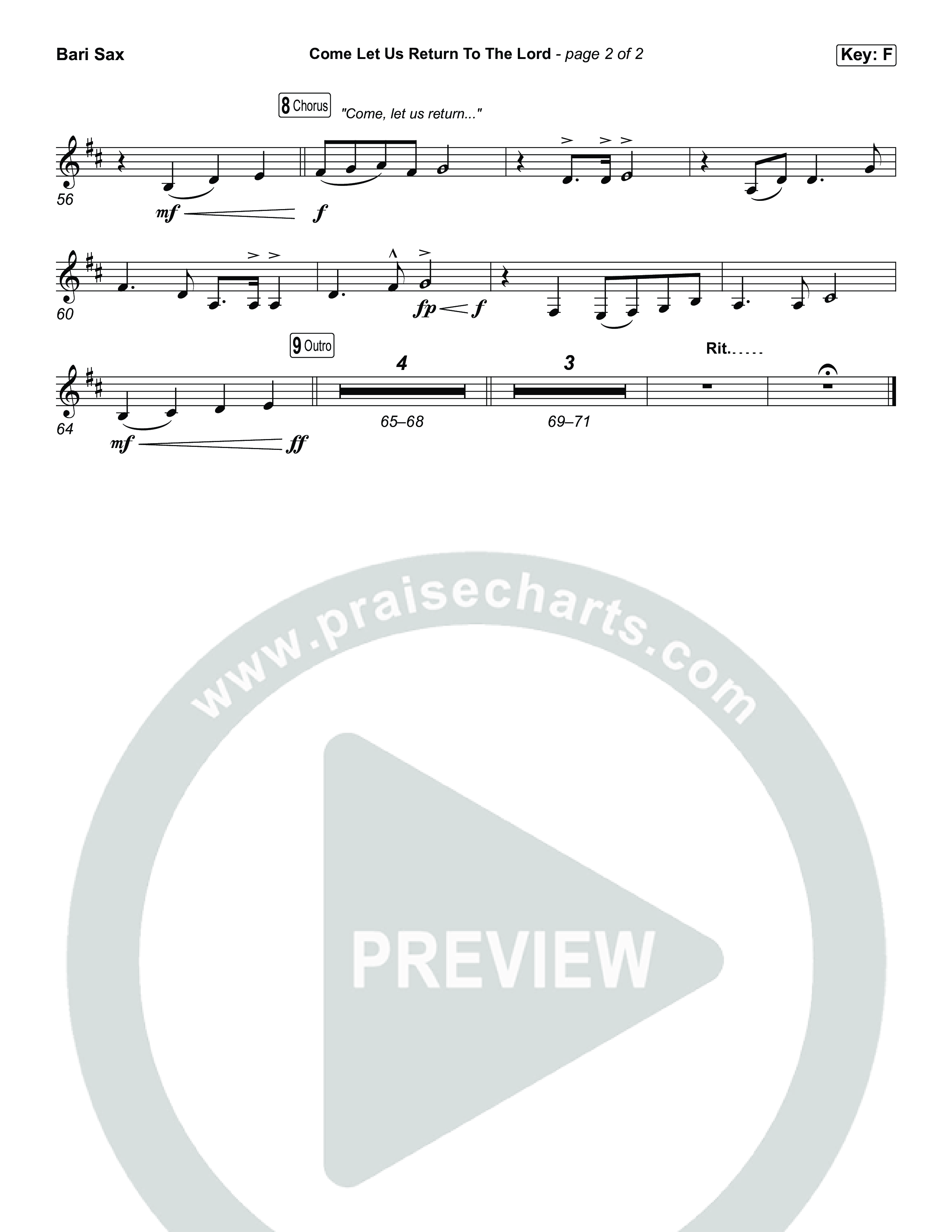 Come Let Us Return To The Lord (Sing It Now) Bari Sax (Matt Papa / Matt Boswell / Cochren & Co)