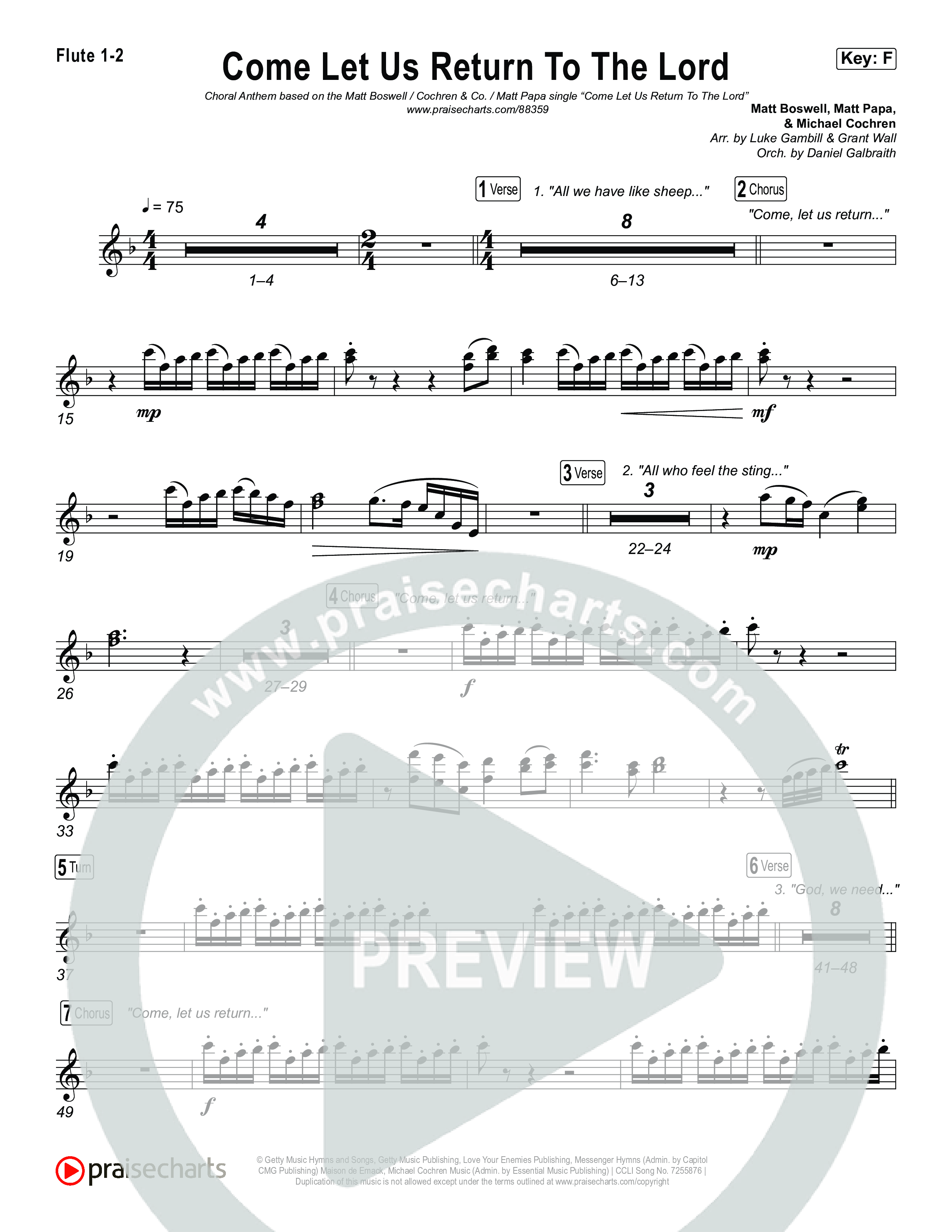 Come Let Us Return To The Lord (Sing It Now) Wind Pack (Matt Papa / Matt Boswell / Cochren & Co)