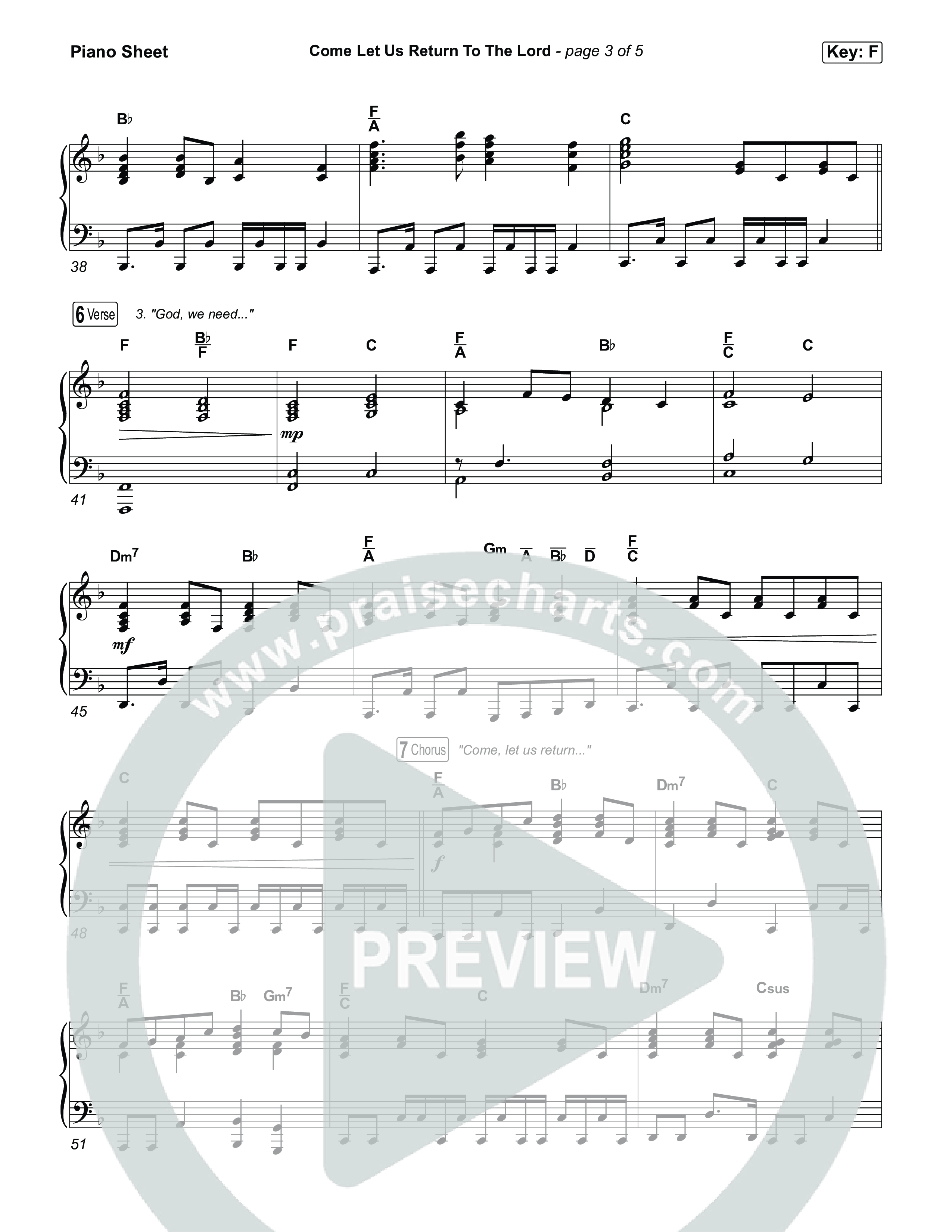 Come Let Us Return To The Lord (Sing It Now) Piano Sheet (Matt Papa / Matt Boswell / Cochren & Co)