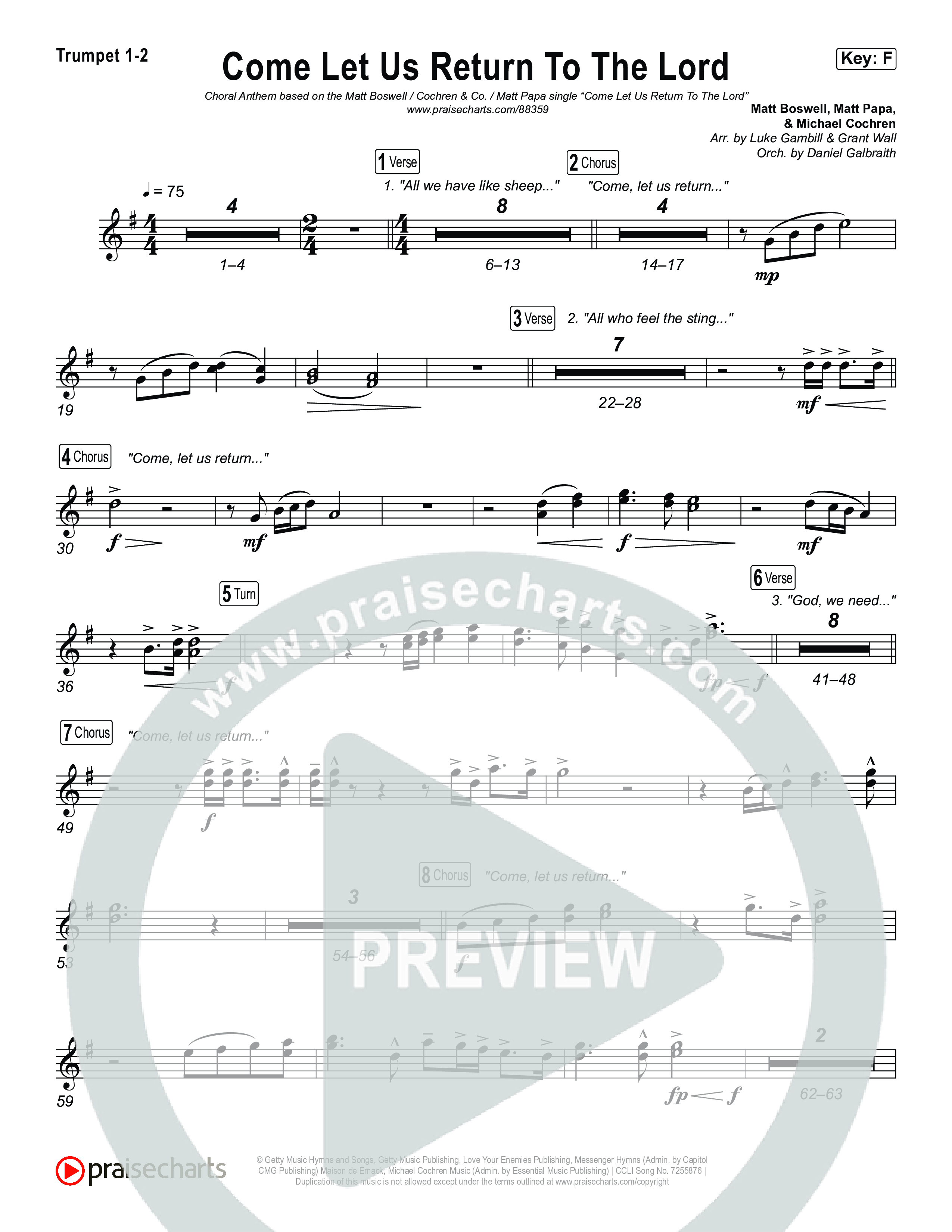 Come Let Us Return To The Lord (Sing It Now) Brass Pack (Matt Papa / Matt Boswell / Cochren & Co)