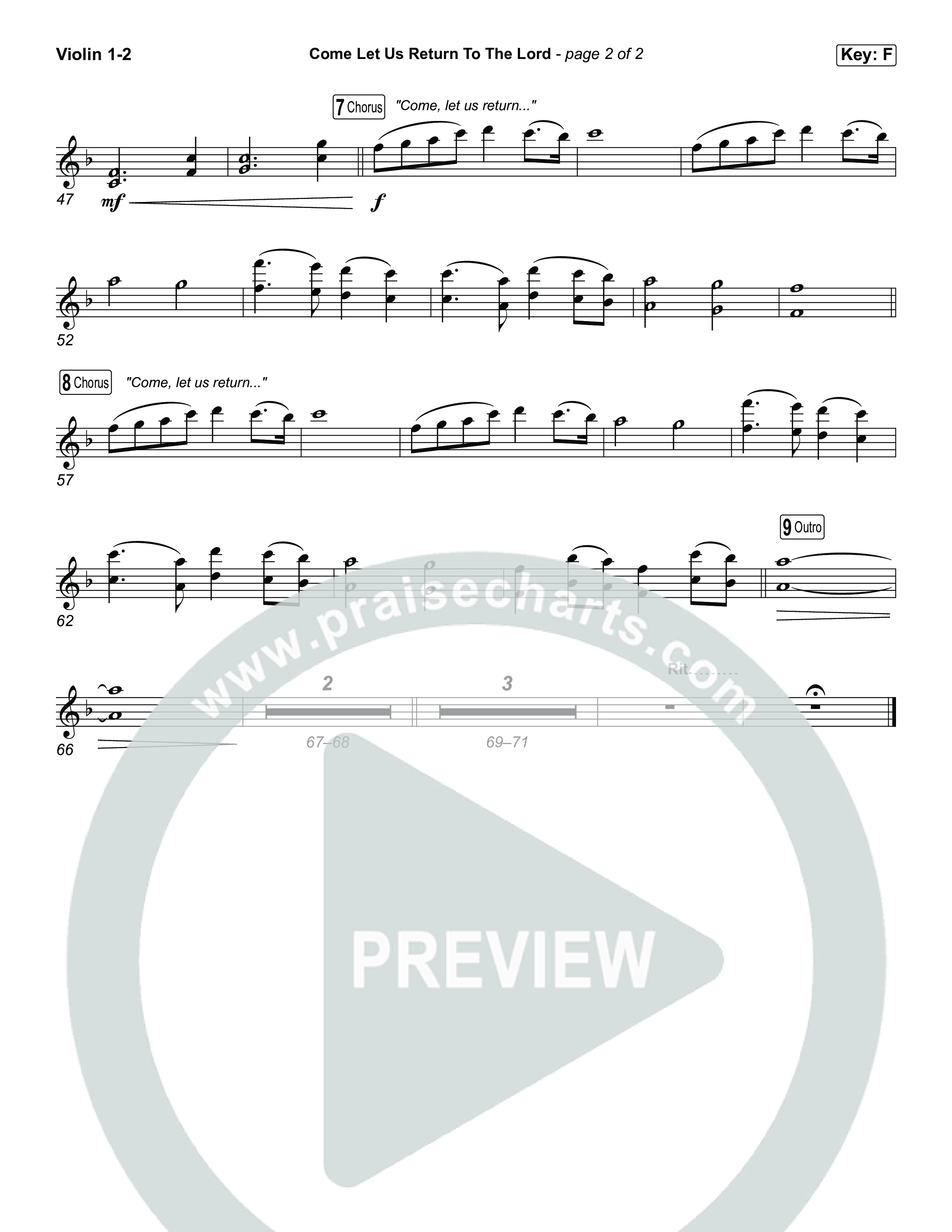 Come Let Us Return To The Lord (Sing It Now) Violin 1/2 (Matt Papa / Matt Boswell / Cochren & Co)