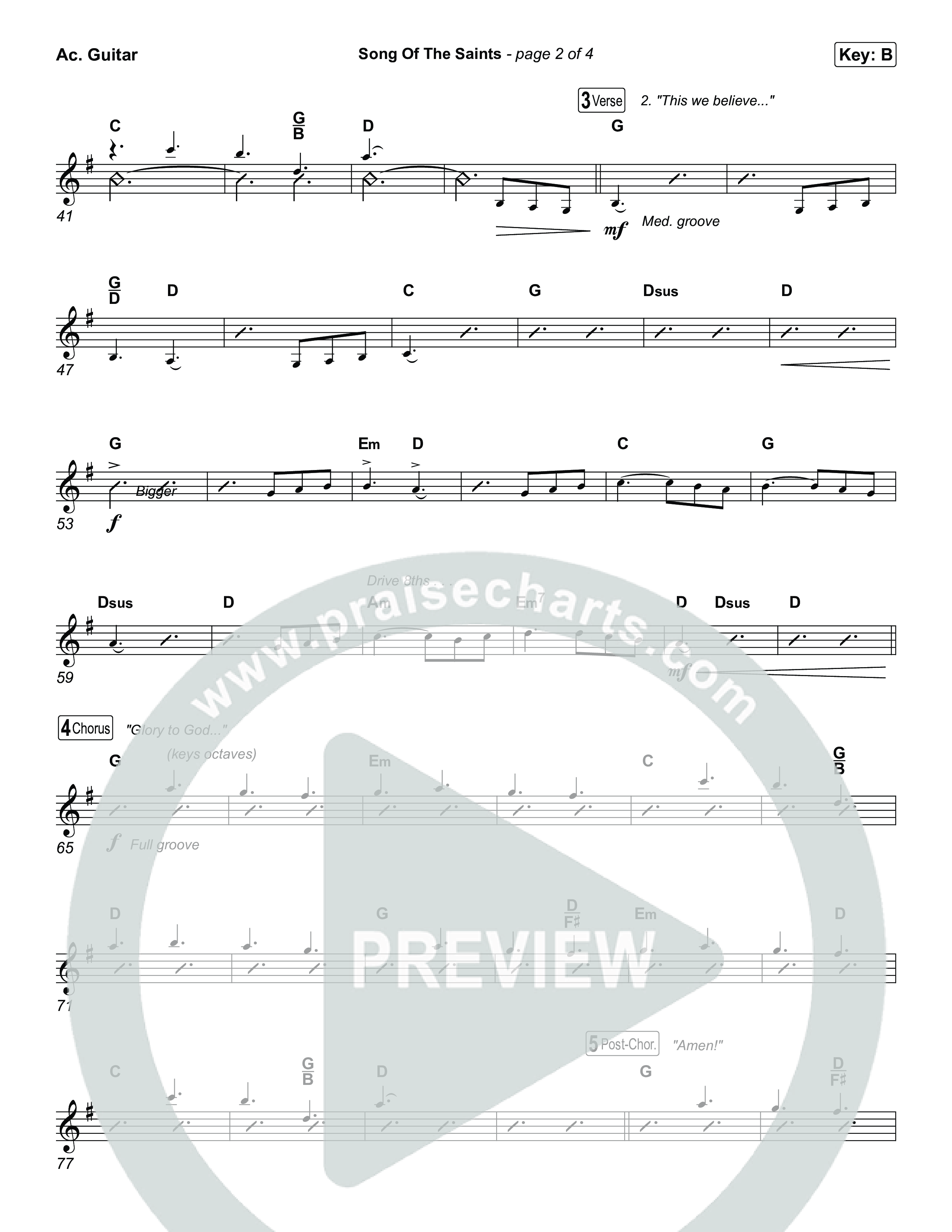 Song Of The Saints (Choral Anthem SATB) Acoustic Guitar (Phil Wickham / Arr. Luke Gambill)