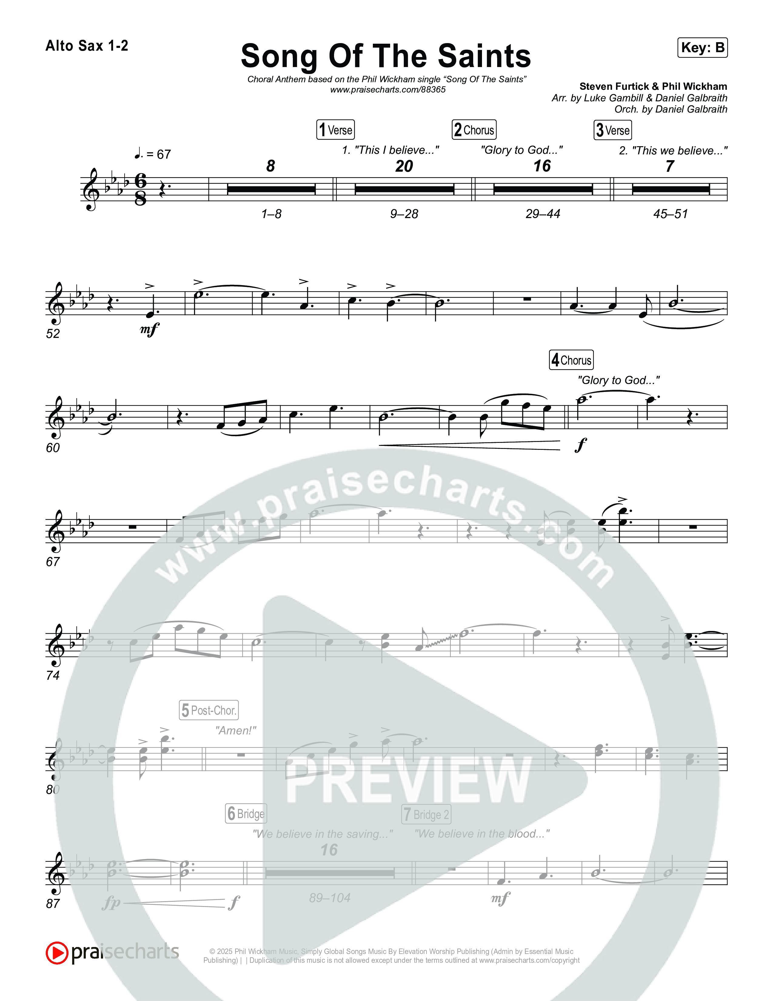Song Of The Saints (Choral Anthem SATB) Sax Pack (Phil Wickham / Arr. Luke Gambill)