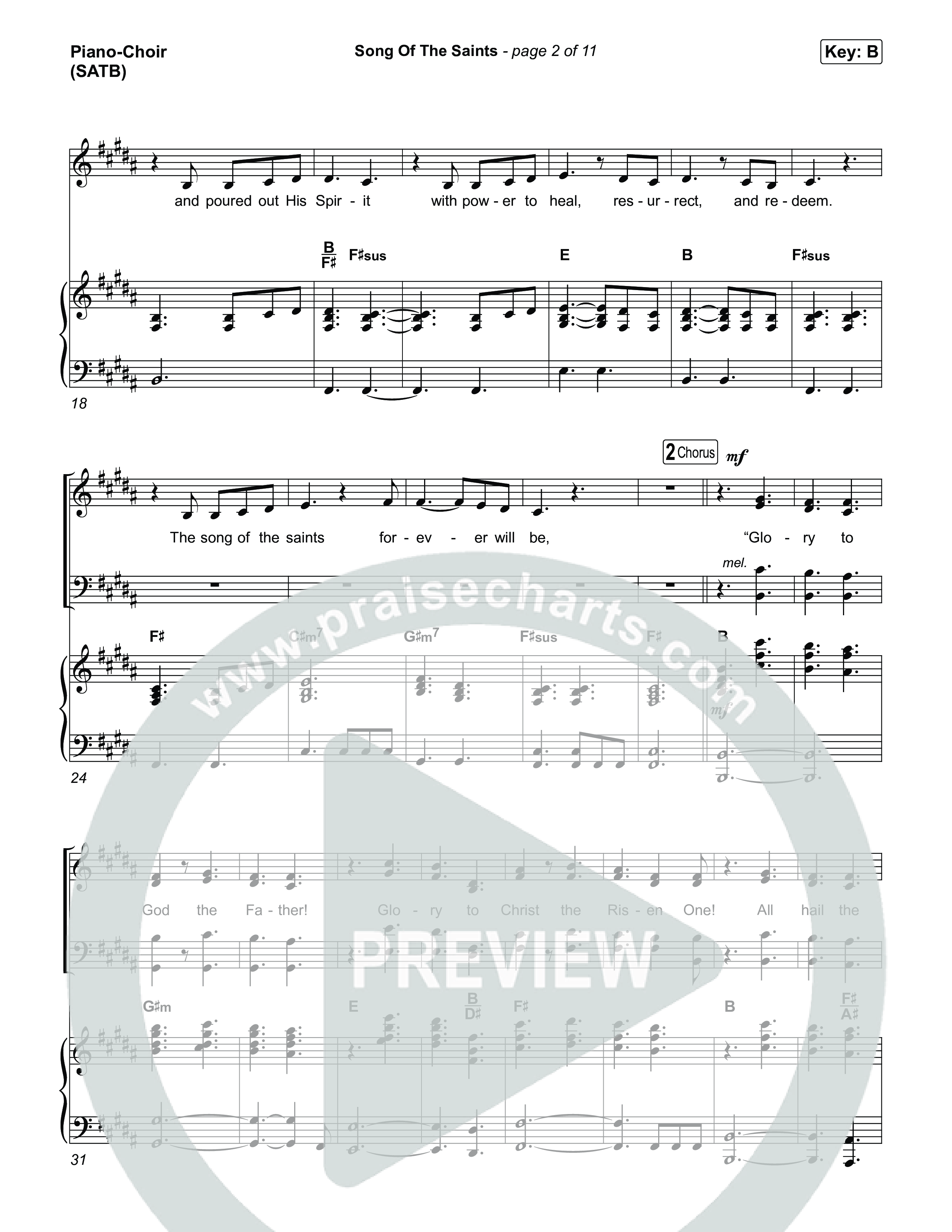 Song Of The Saints (Choral Anthem SATB) Piano/Vocal (SATB) (Phil Wickham / Arr. Luke Gambill)