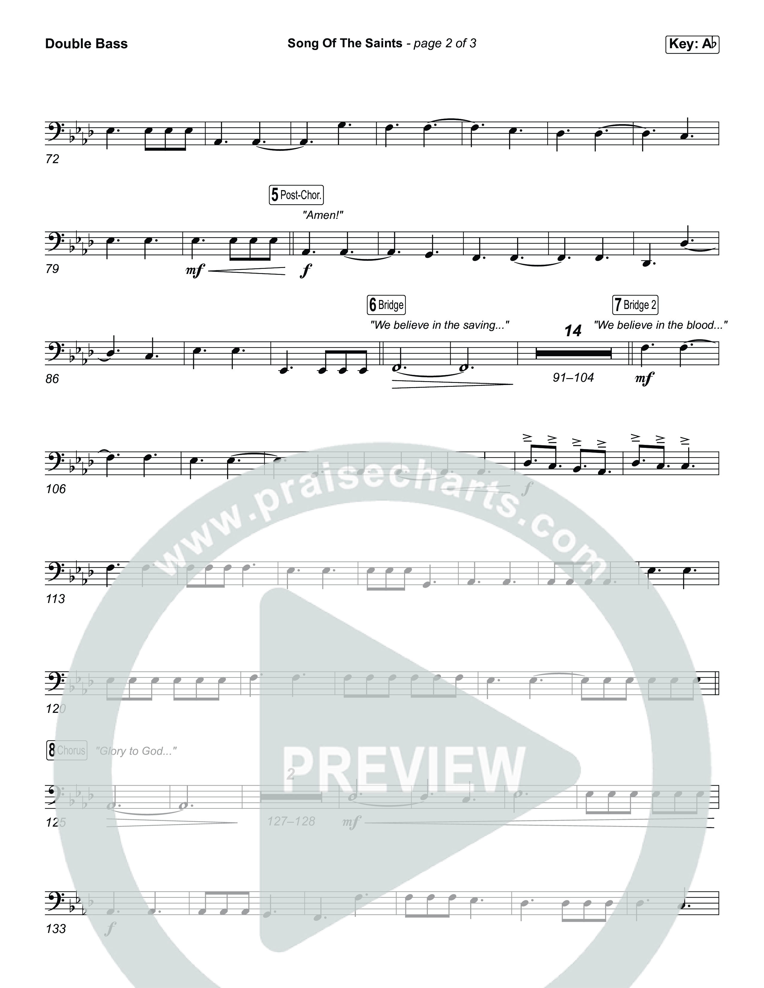 Song Of The Saints (Worship Choir/SAB) Double Bass (Phil Wickham / Arr. Luke Gambill)