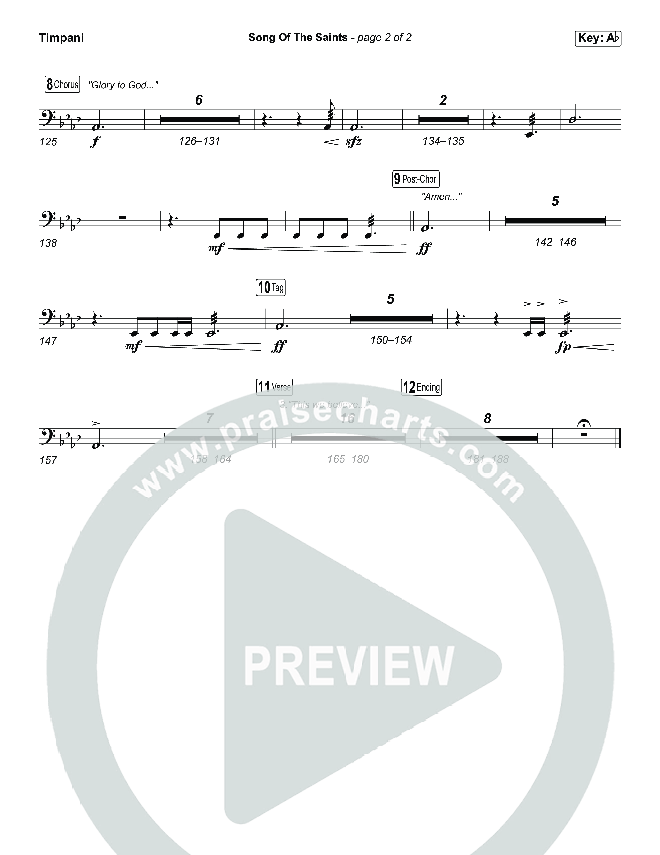 Song Of The Saints (Worship Choir/SAB) Timpani (Phil Wickham / Arr. Luke Gambill)