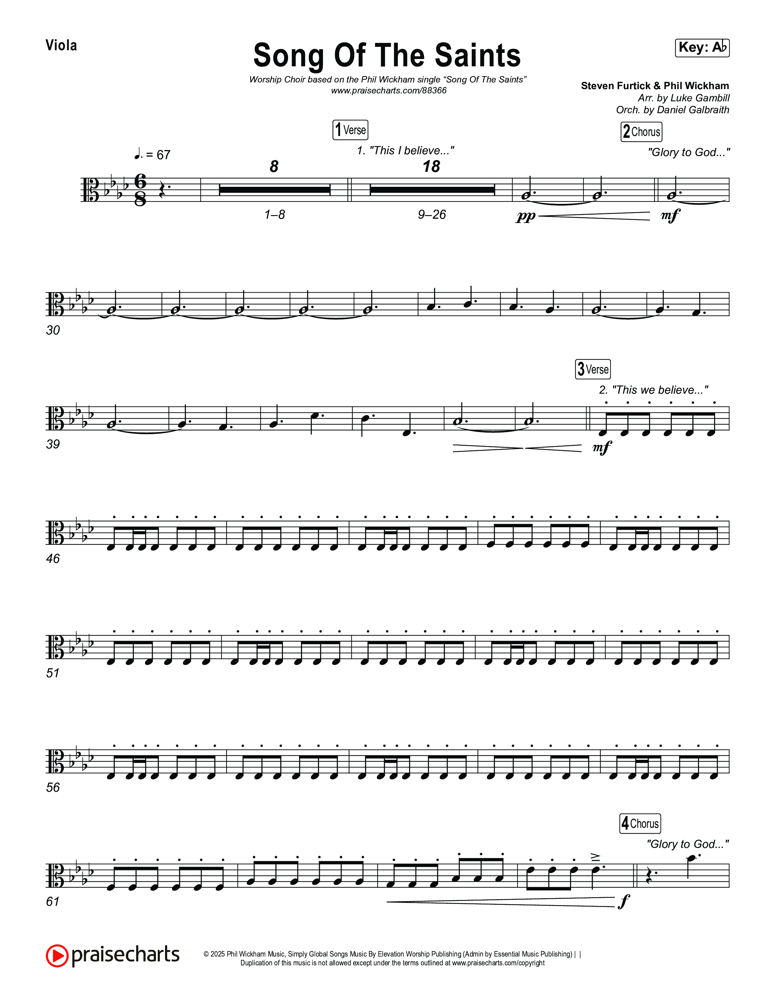 Song Of The Saints (Worship Choir/SAB) Viola (Phil Wickham / Arr. Luke Gambill)