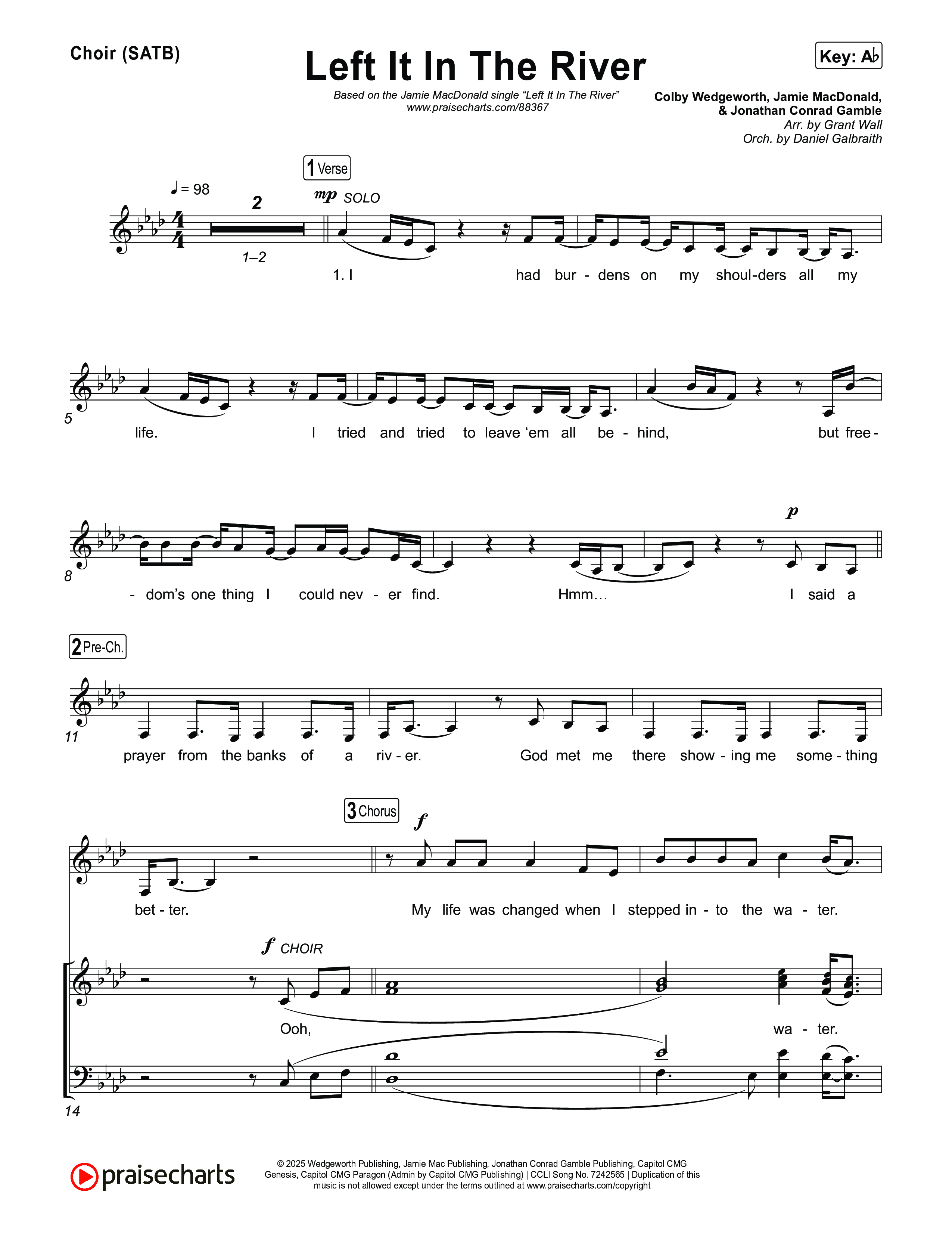 Left It In The River Choir Sheet (SATB) (Jamie MacDonald)