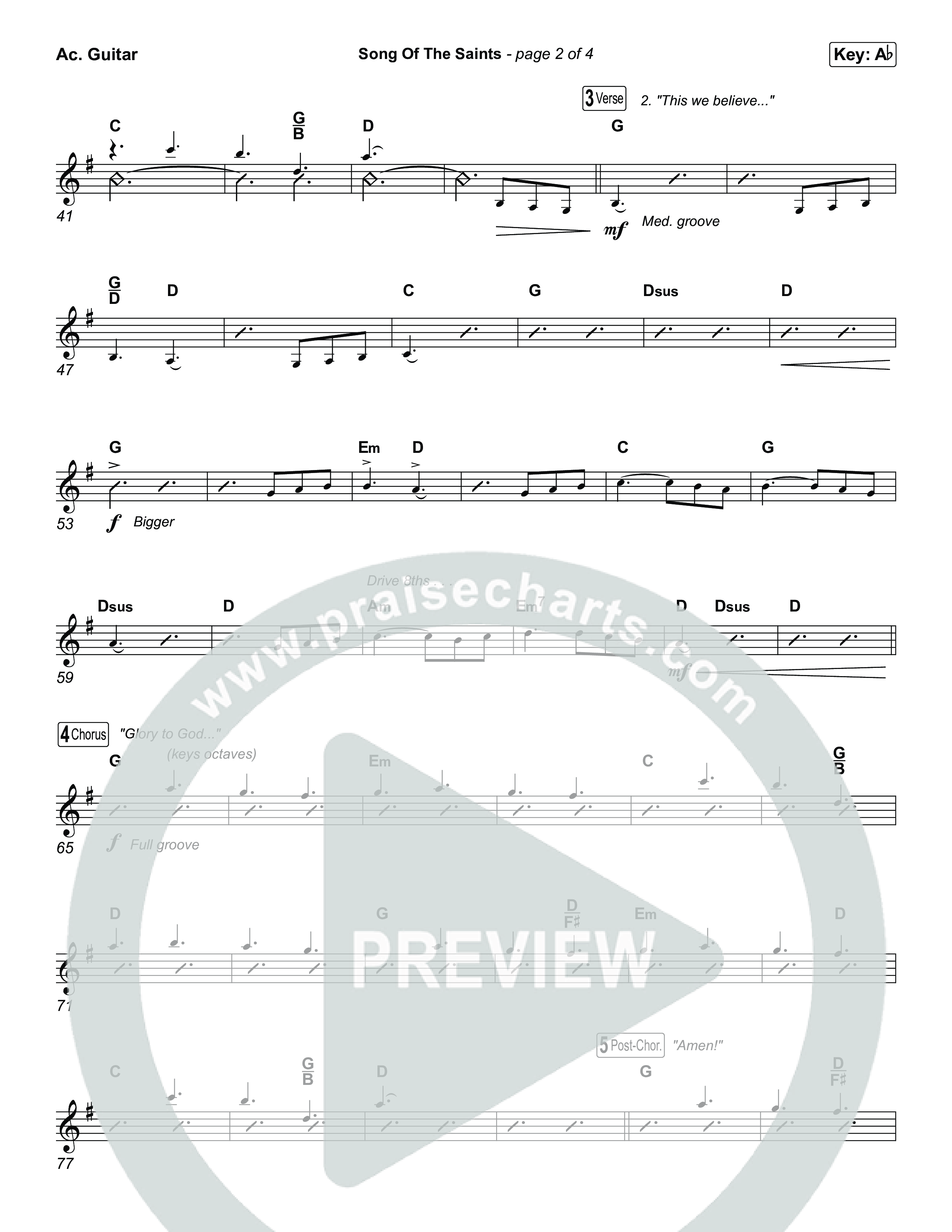 Song Of The Saints (Unison/2-Part) Acoustic Guitar (Phil Wickham / Arr. Luke Gambill)