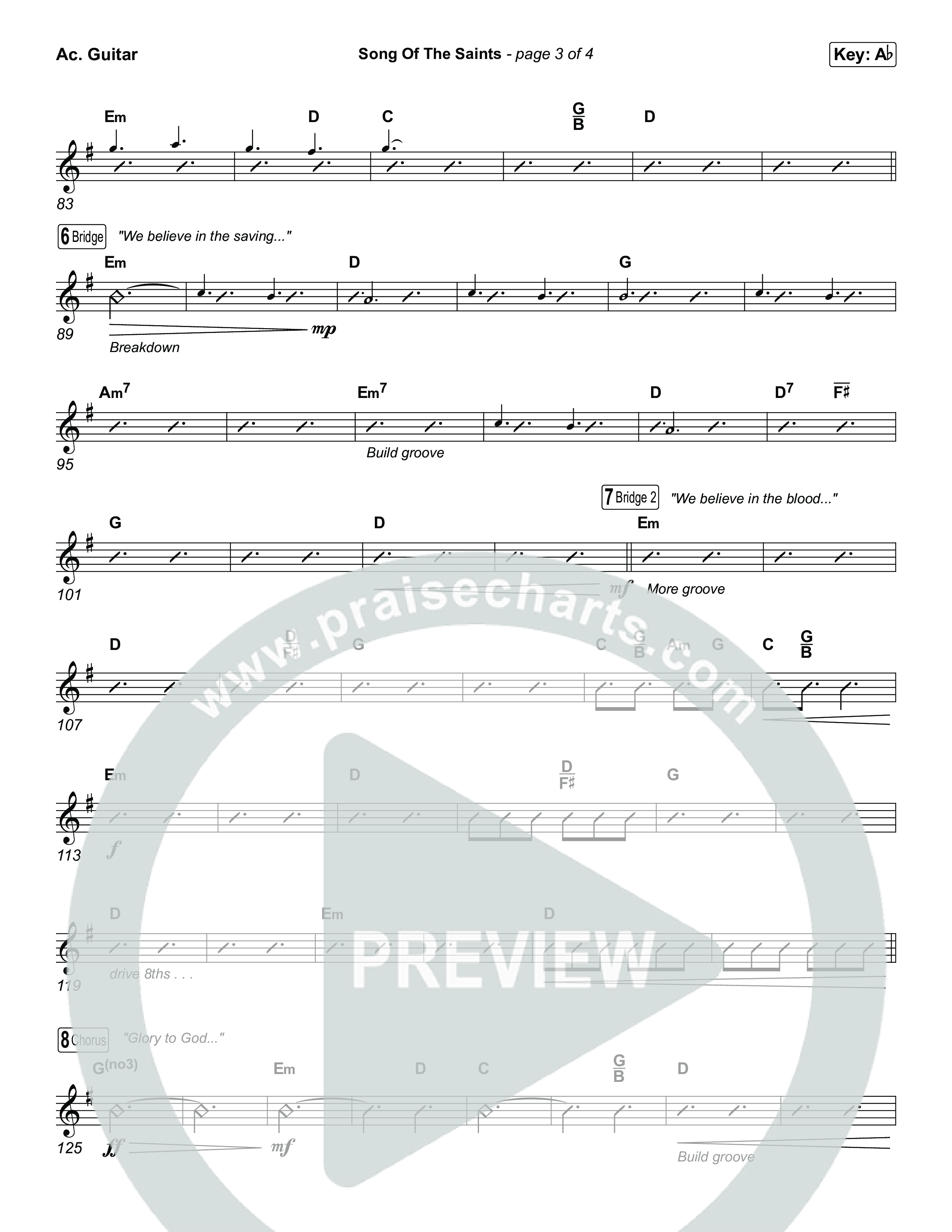 Song Of The Saints (Unison/2-Part) Acoustic Guitar (Phil Wickham / Arr. Luke Gambill)