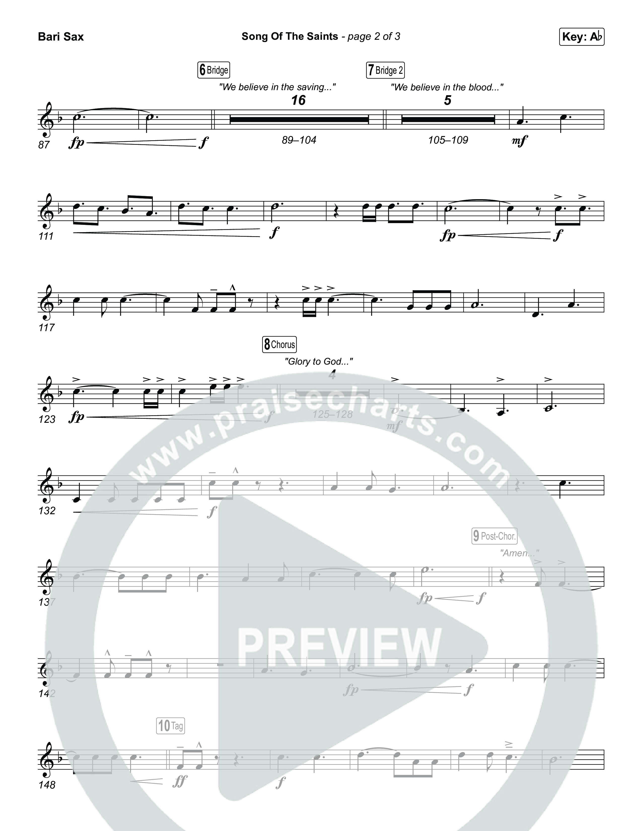 Song Of The Saints (Unison/2-Part) Bari Sax (Phil Wickham / Arr. Luke Gambill)