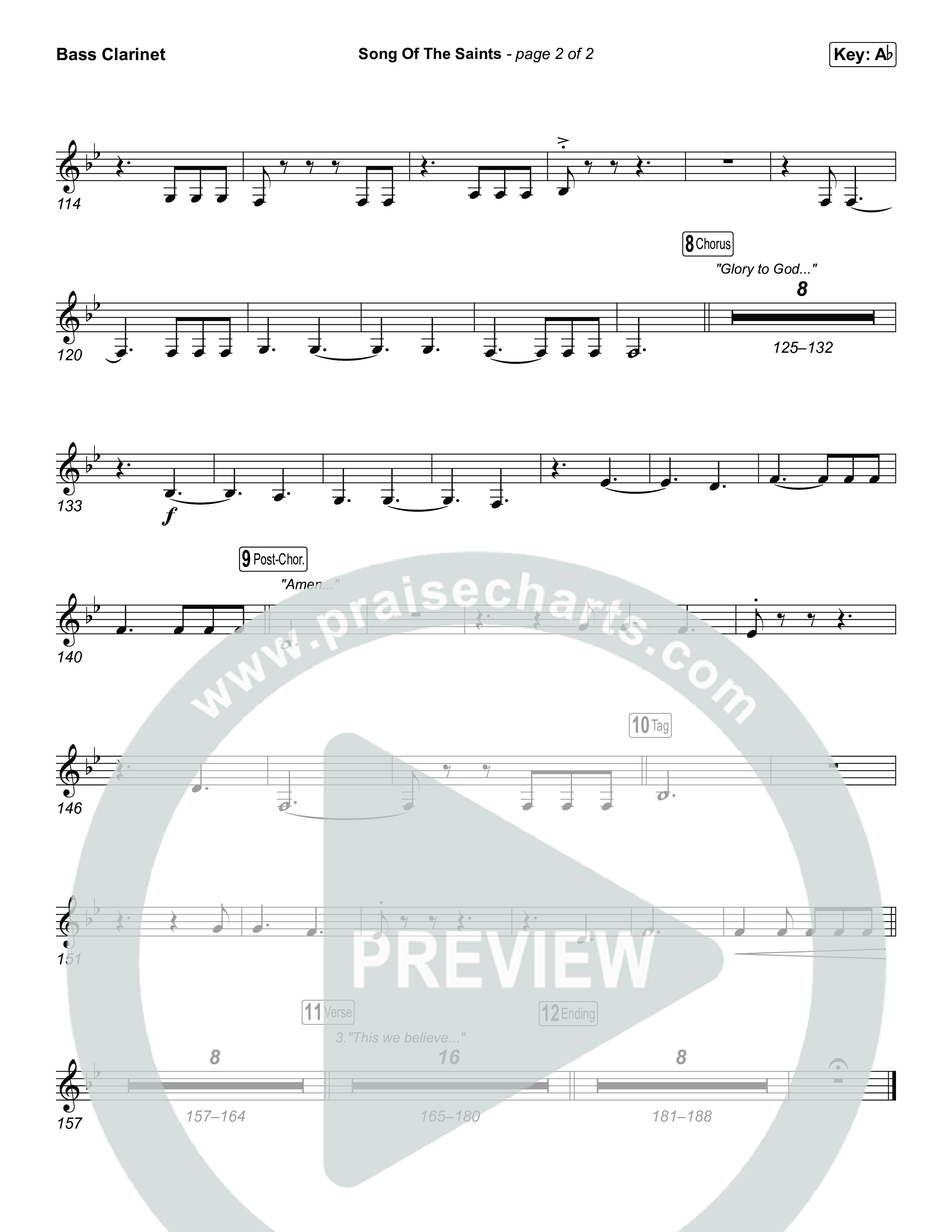 Song Of The Saints (Unison/2-Part) Bass Clarinet (Phil Wickham / Arr. Luke Gambill)