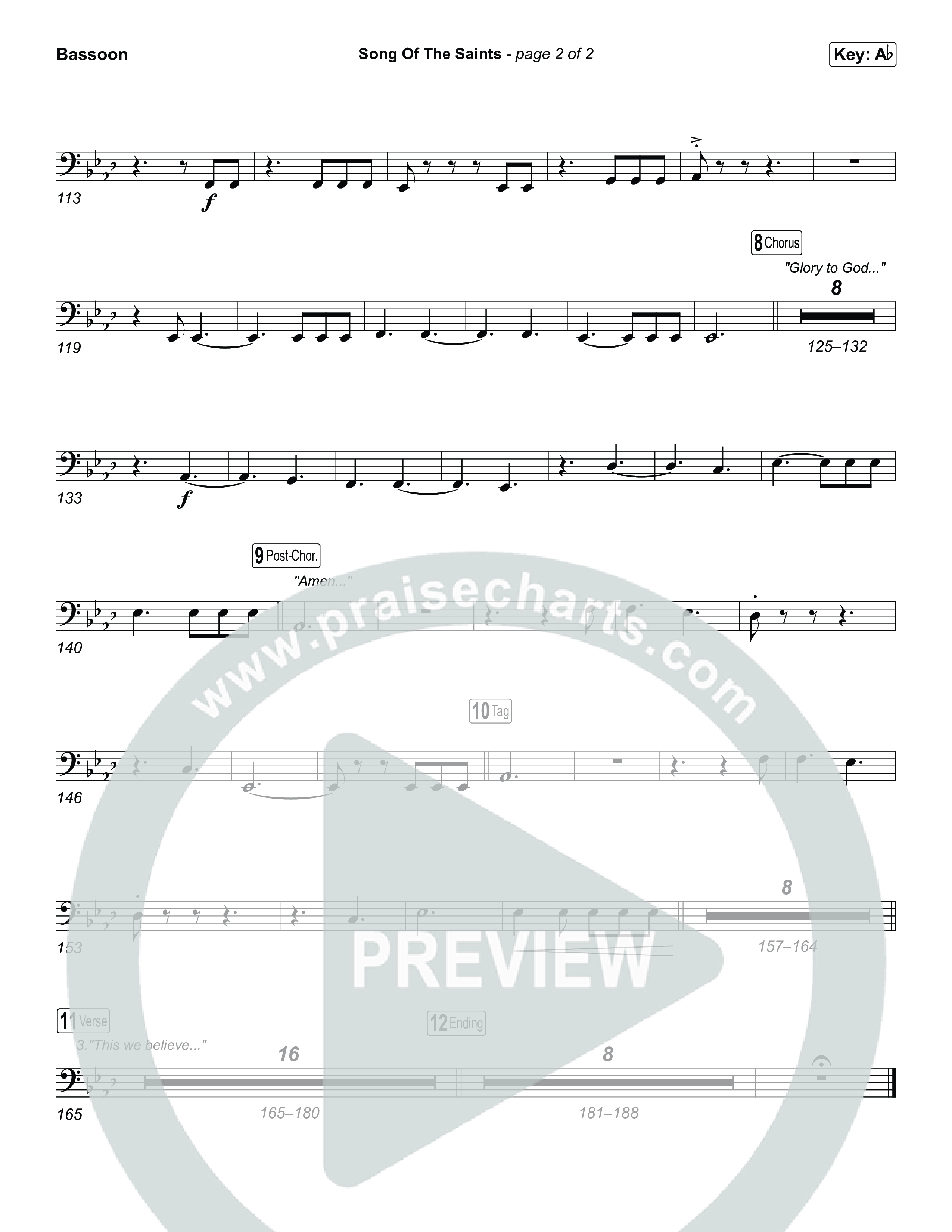 Song Of The Saints (Unison/2-Part) Bassoon (Phil Wickham / Arr. Luke Gambill)