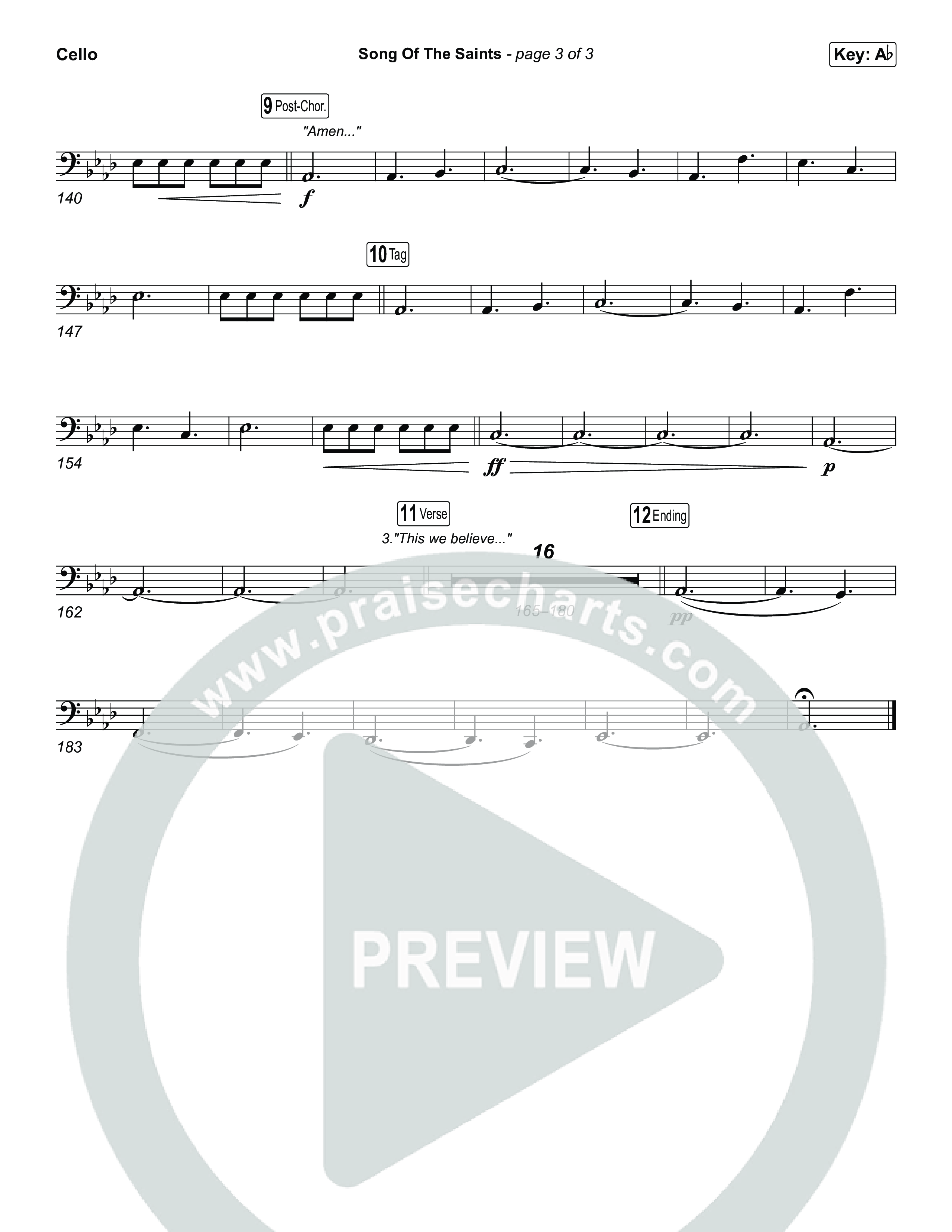 Song Of The Saints (Unison/2-Part) Cello (Phil Wickham / Arr. Luke Gambill)