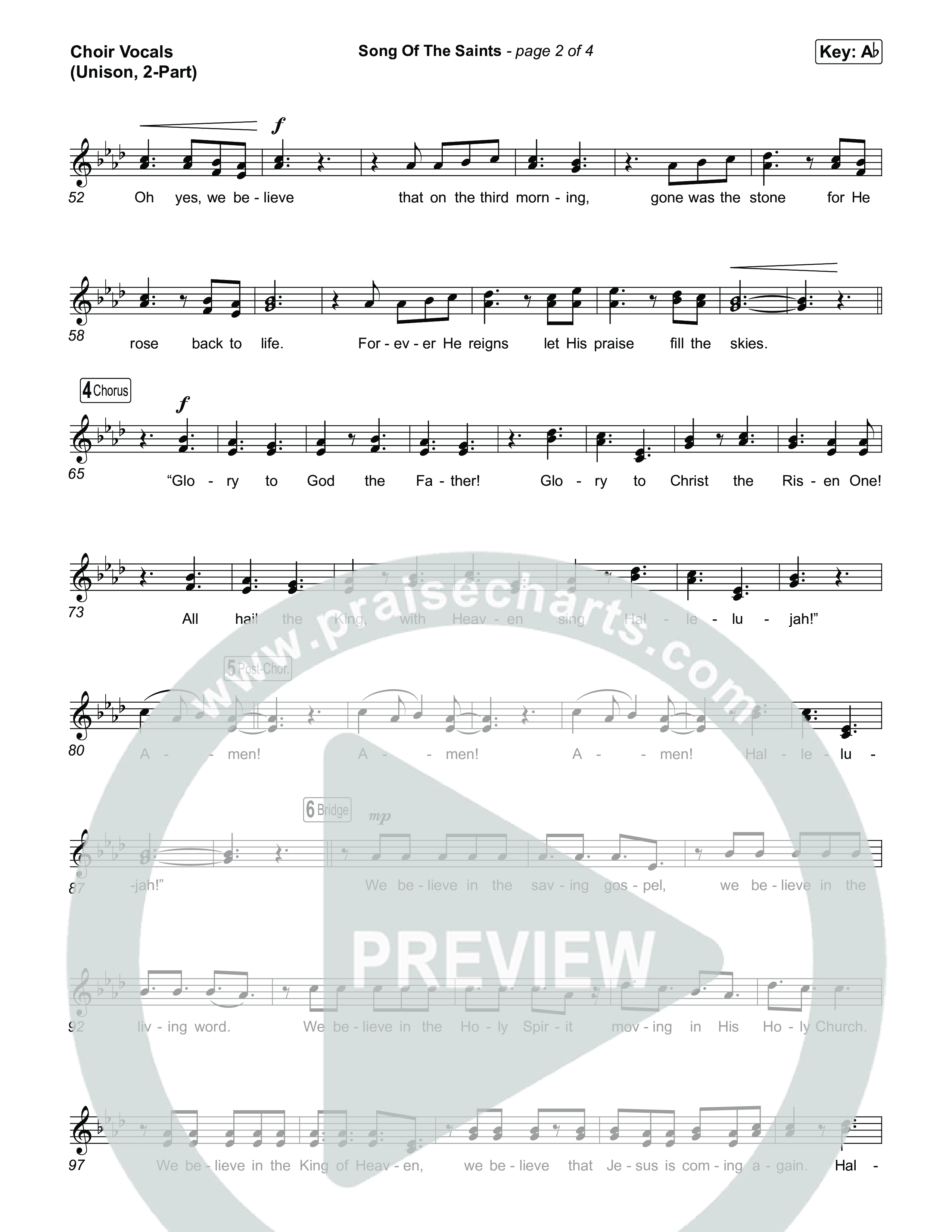 Song Of The Saints (Unison/2-Part) Choir Vocals (Uni/2-Part) (Phil Wickham / Arr. Luke Gambill)